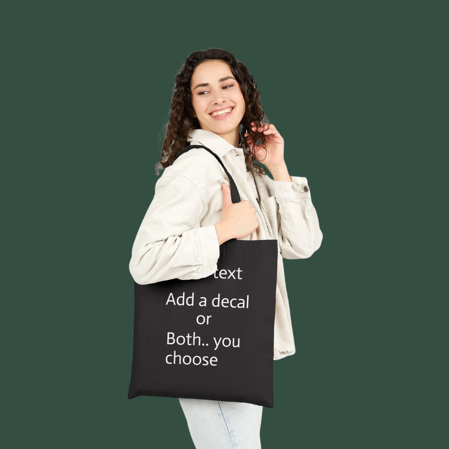Canvas Tote Bag — Customizable Natural Cotton Tote (Add Text or Decal)
