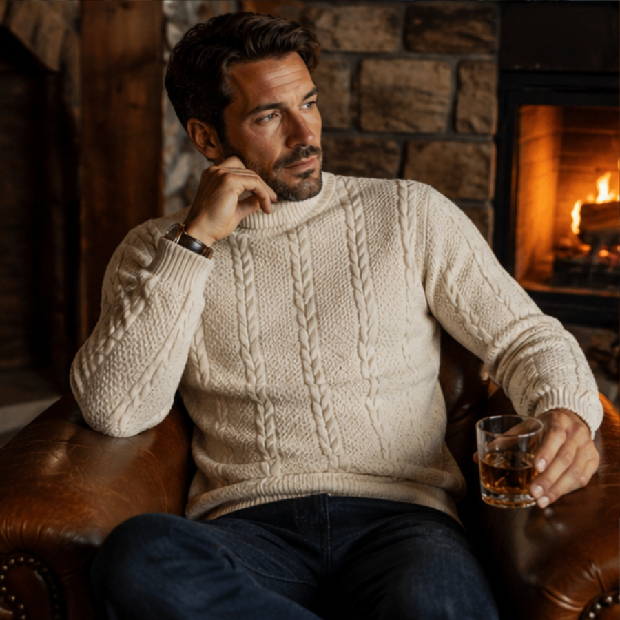 The Alpine Twist High Collar Sweater For Men