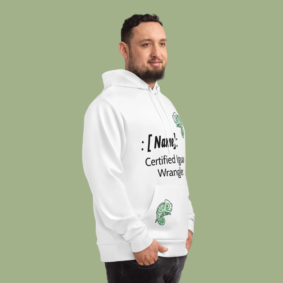 Custom "Certified Iguana Wrangler" Hoodie — Personalized Reptile Lover Gift