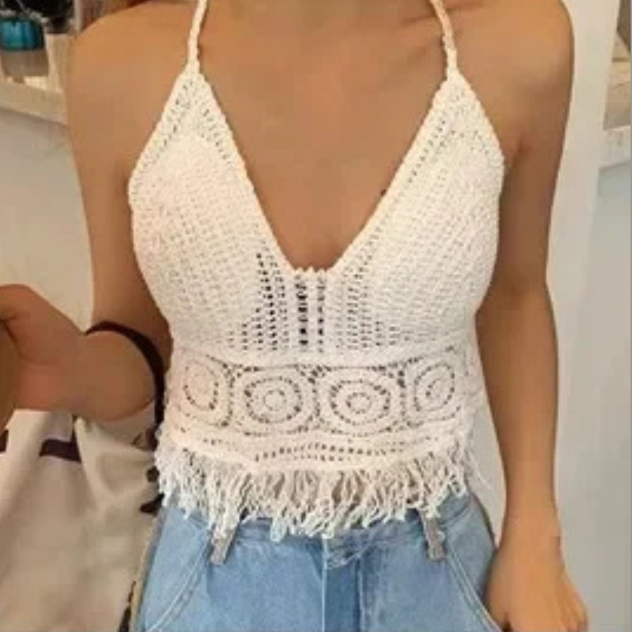 Coastal Breeze Crochet Halter Top