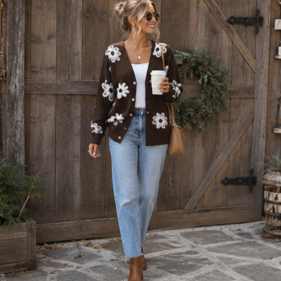 The Daisy Meadow Button Up Cardigan For Women