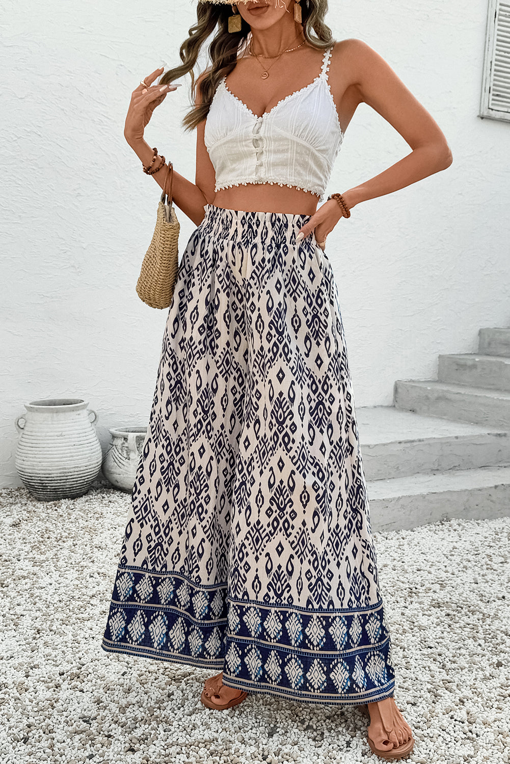 Giovanna Boho Wide-Leg Trousers — High-Waist Flow Pant