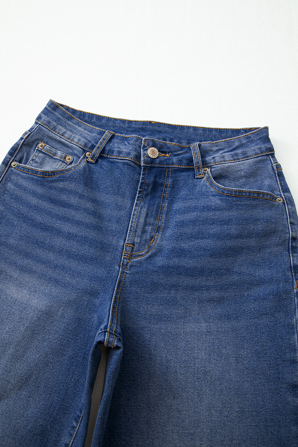 Ridgeway Raw Hem Jeans — High-Rise Straight Leg Denim