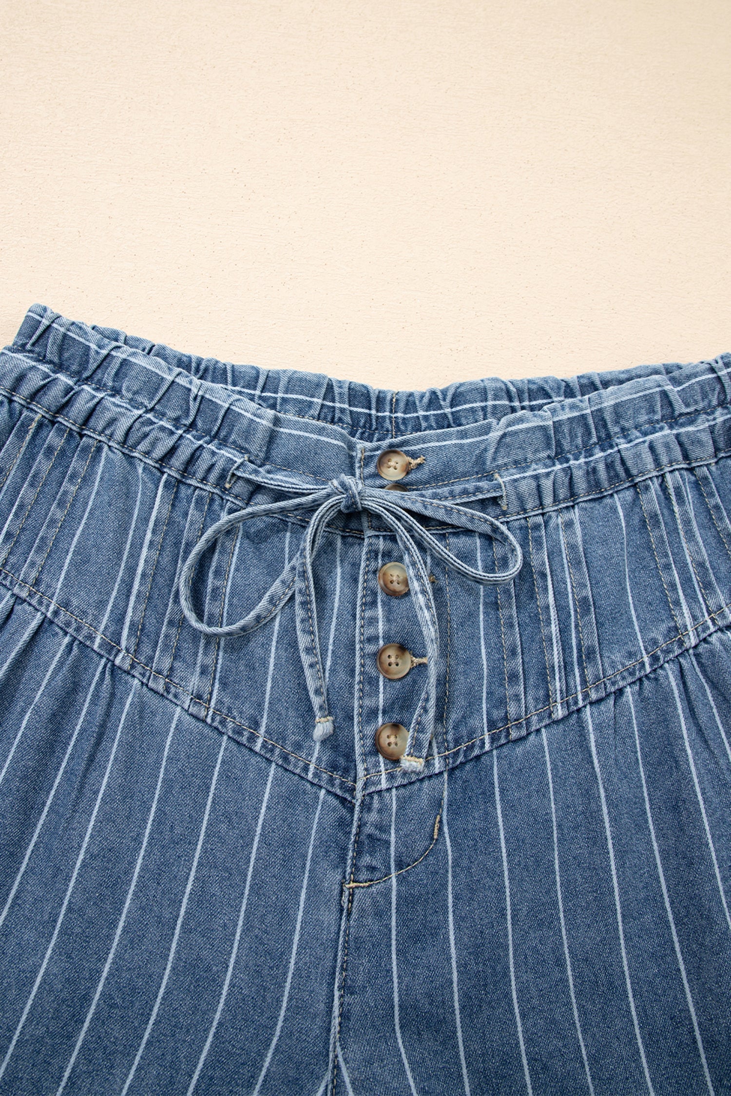 Striped Wide-Leg Drawstring Pants