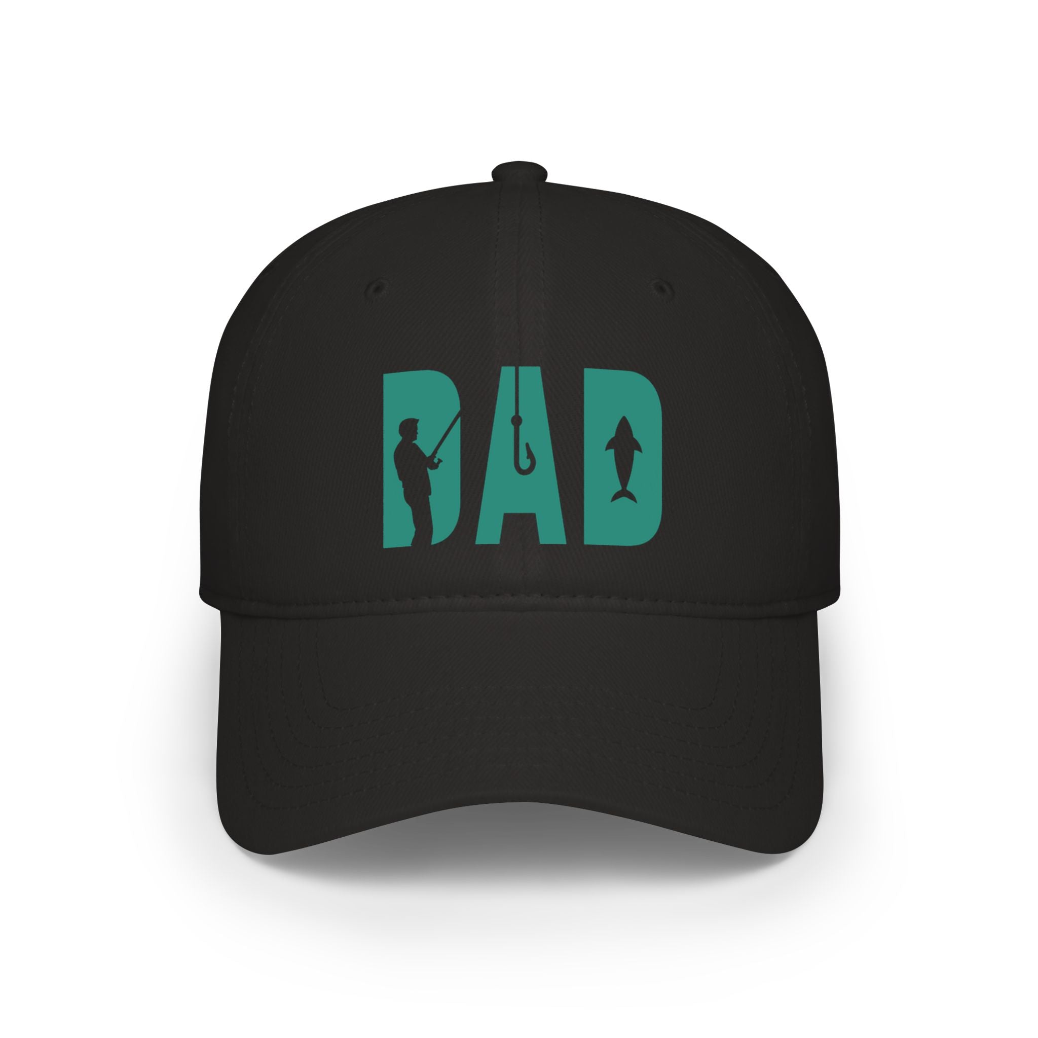 Fishing Dad Low Profile Baseball Cap — 'DAD' Silhouette Hat for Father's Day & Outdoors