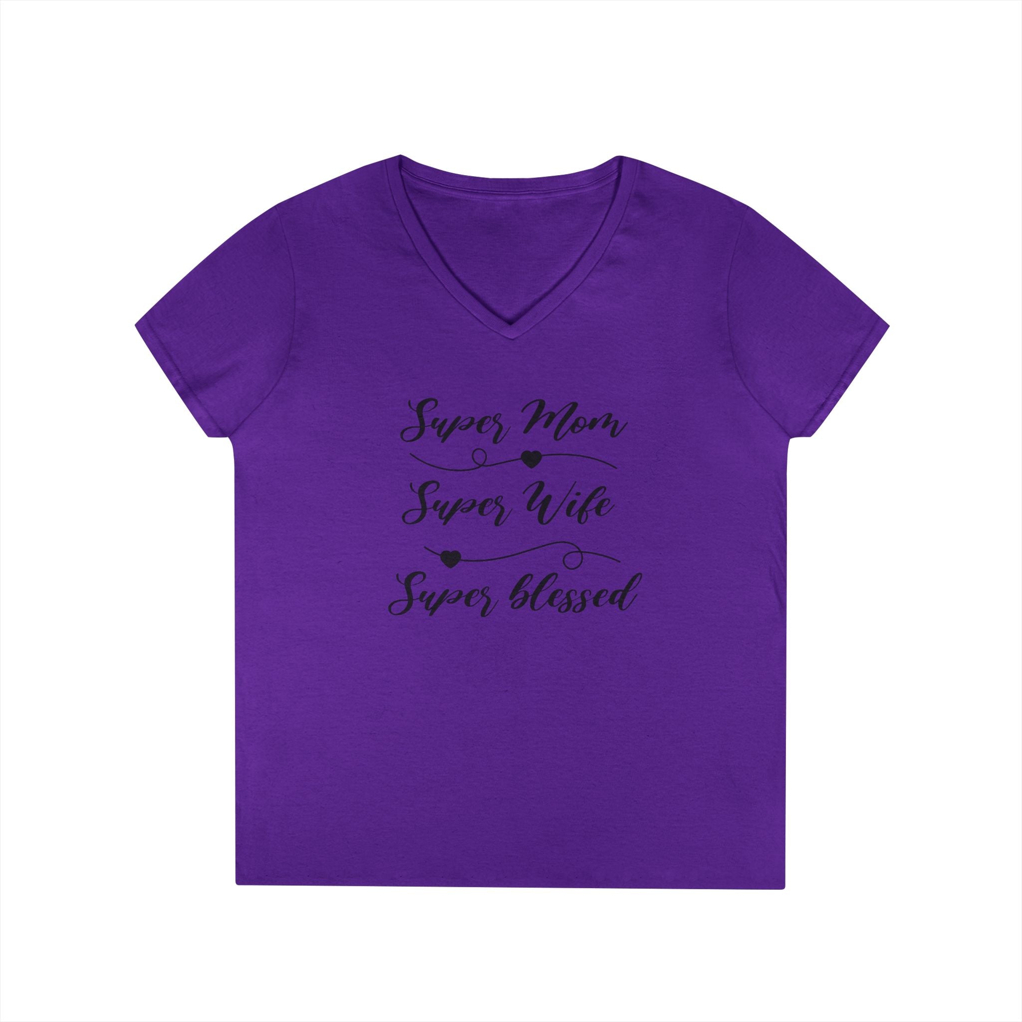 Super Mom Super Wife Super Blessed V-Neck Tee
