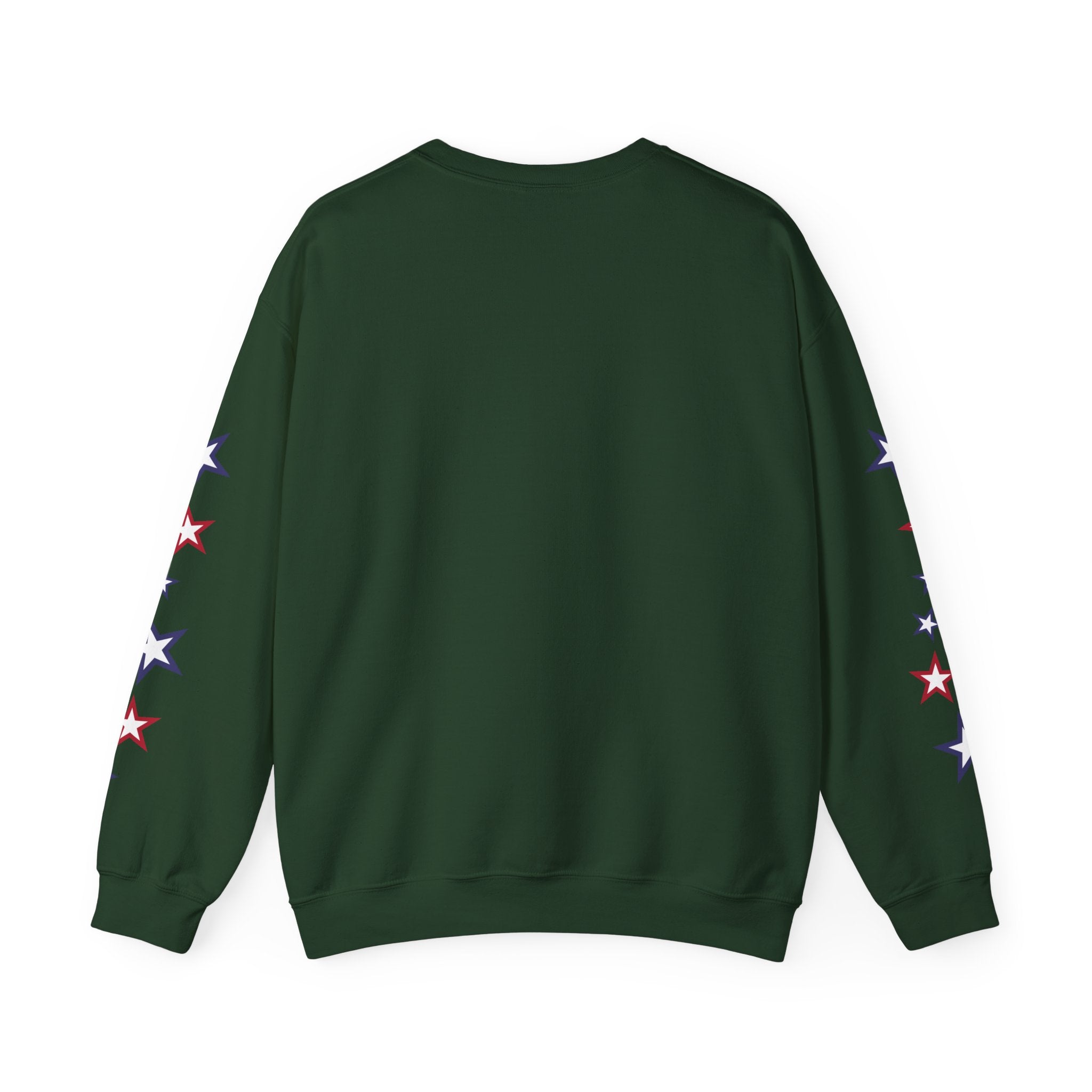 American Flag Castle Crewneck Sweatshirt — Patriotic Stars Sleeve Pullover