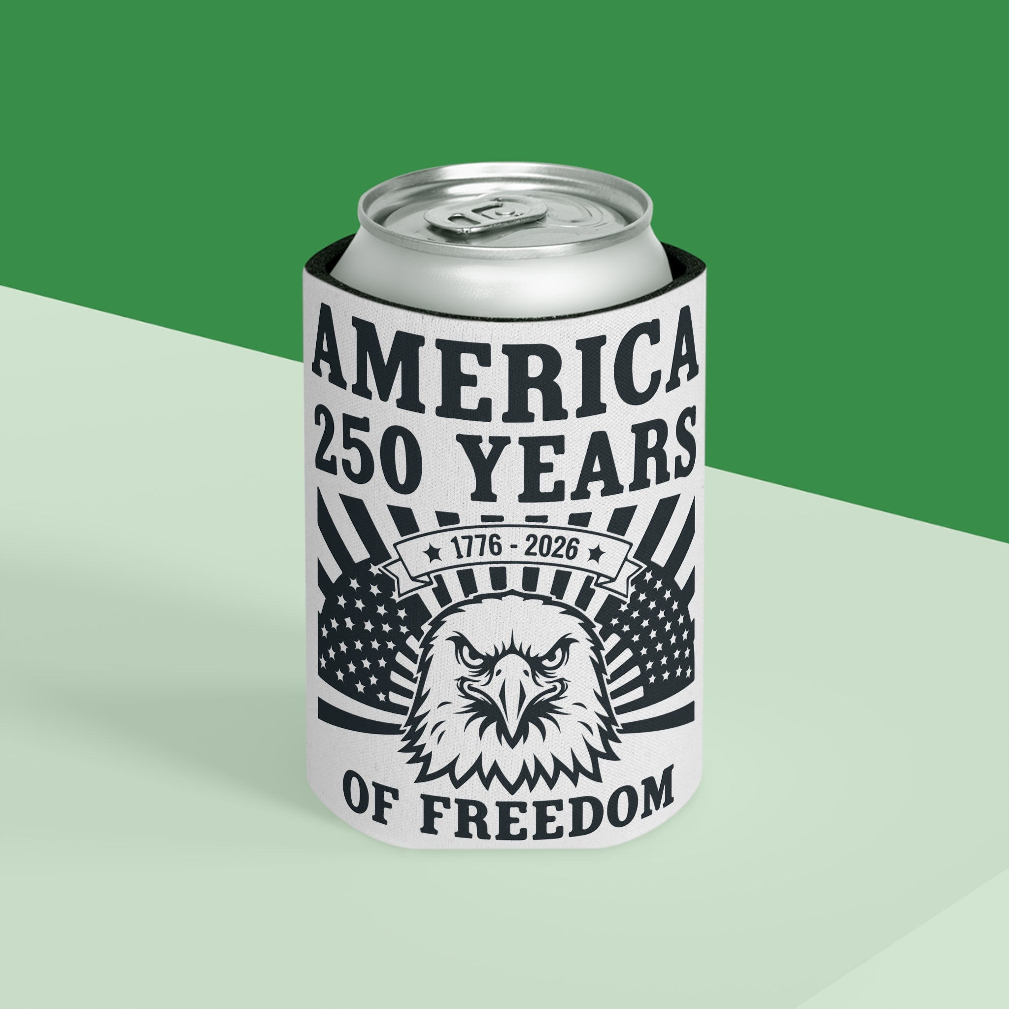 250 Years of Freedom Can Cooler – America 1776–2026 Eagle Flag Stubby Cooler