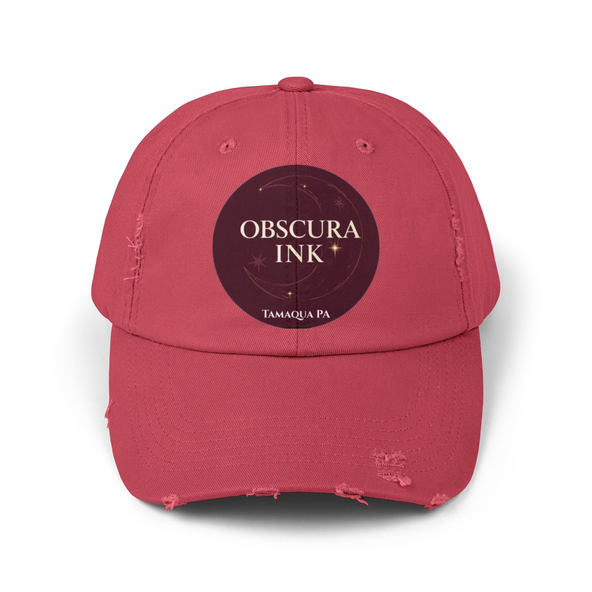 Moon Logo — Obscura Ink Distressed Baseball Cap