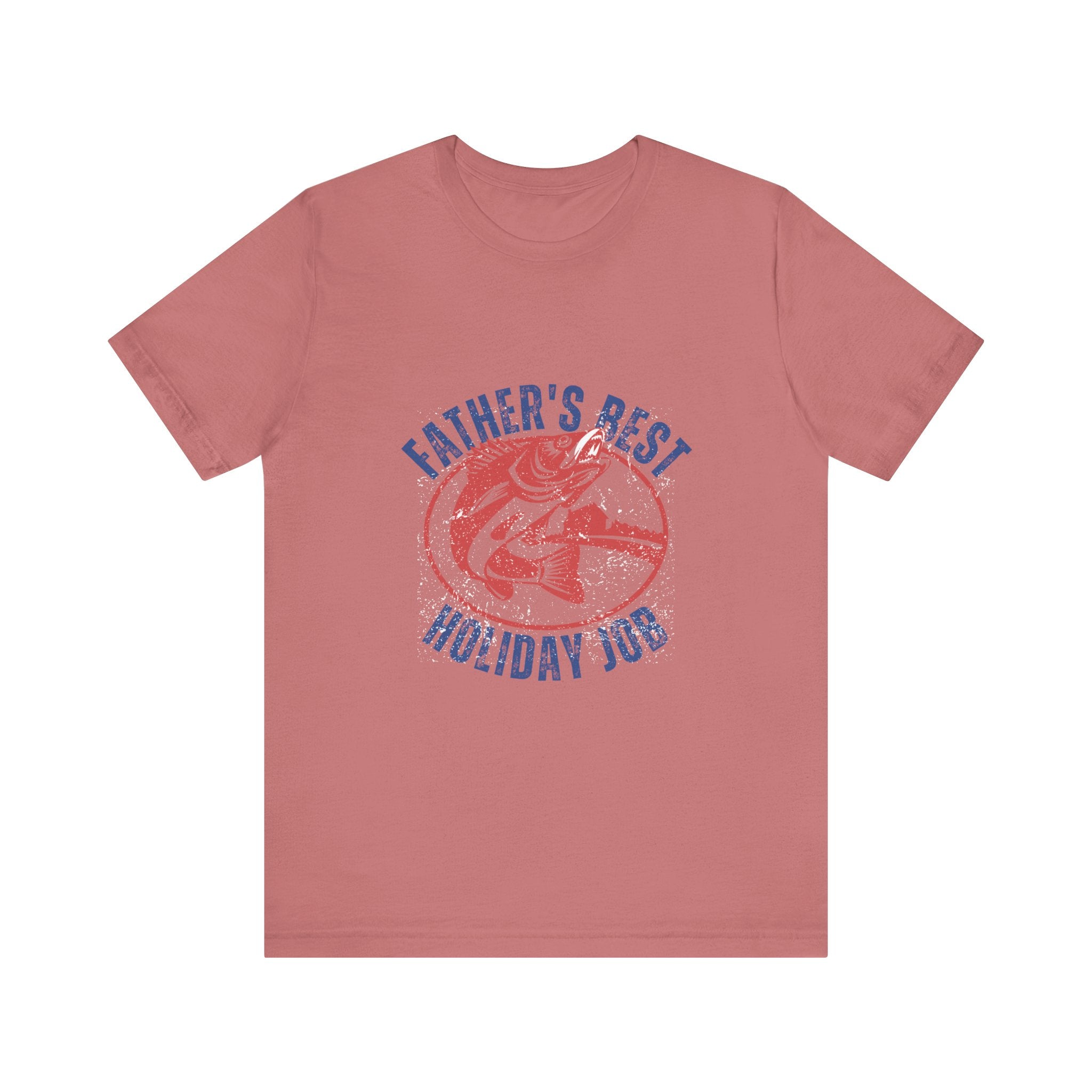 Father's Best Holiday Job T-Shirt — Vintage Fishing Dad Christmas Tee