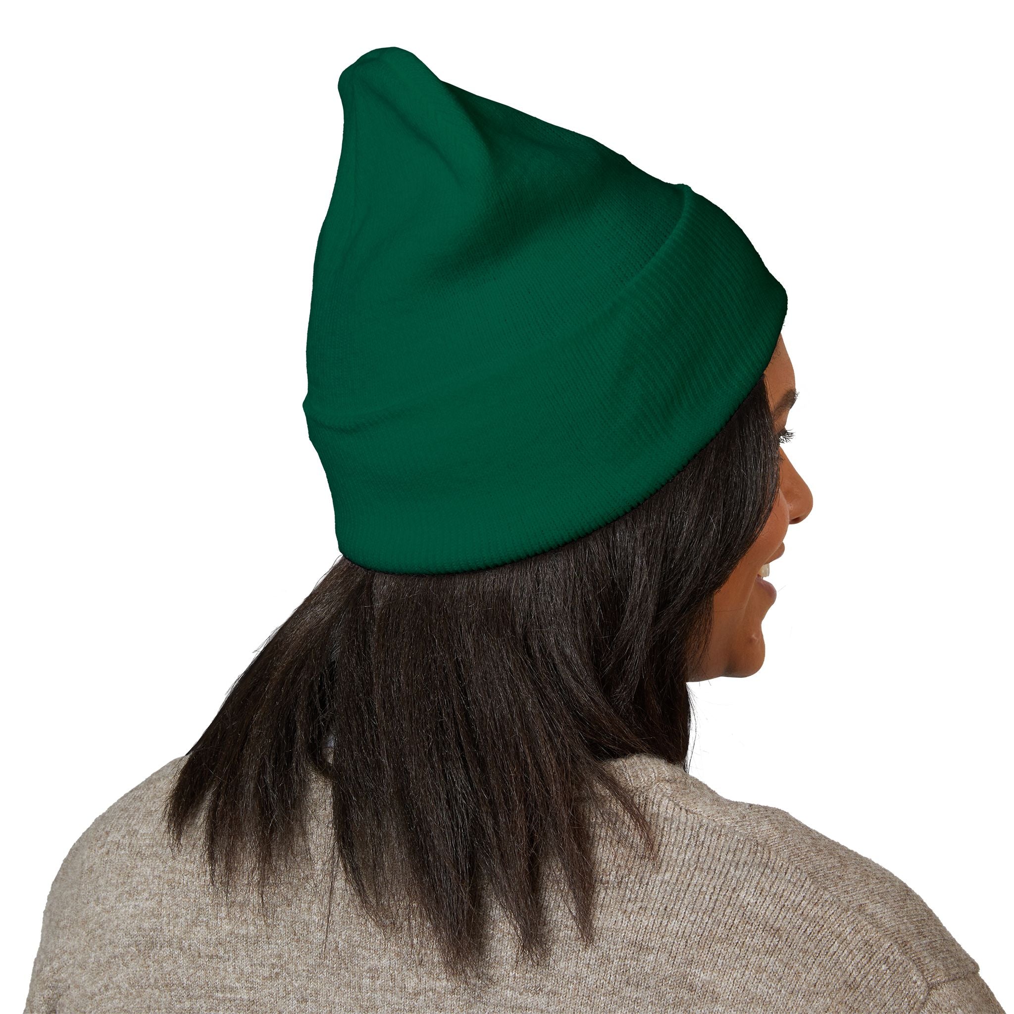 Embroidered Mossy Clover Cuffed Beanie