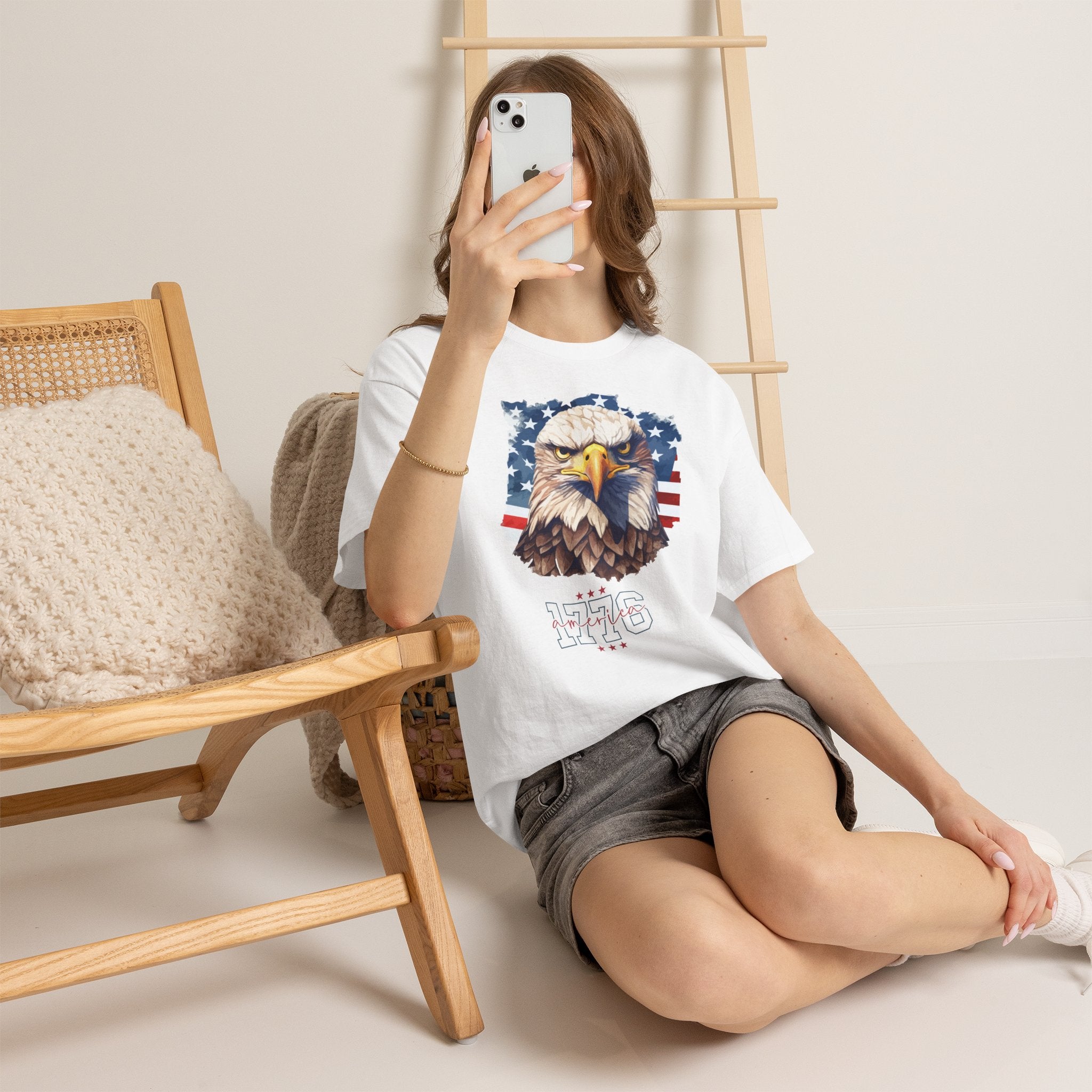 Patriotic Eagle T-Shirt - '1776' American Flag Graphic Tee