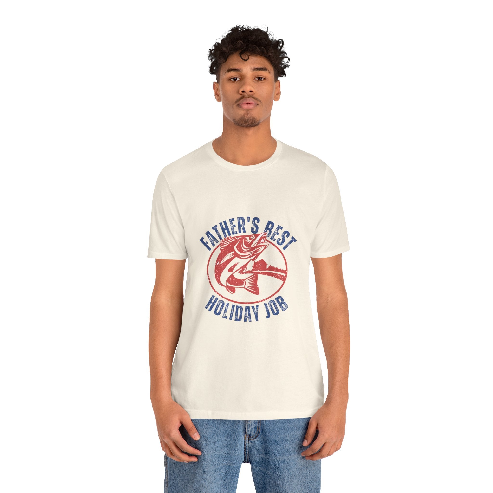 Father's Best Holiday Job T-Shirt — Vintage Fishing Dad Christmas Tee