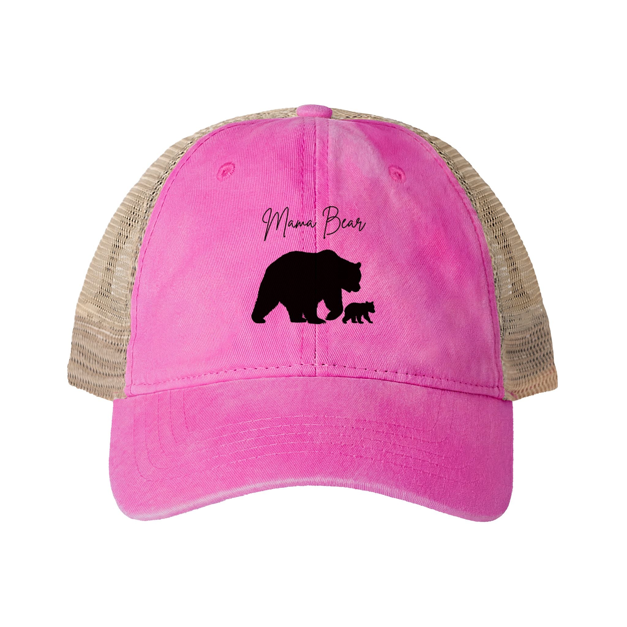 Women's Washed Mesh-Back Cap - Mama Bear