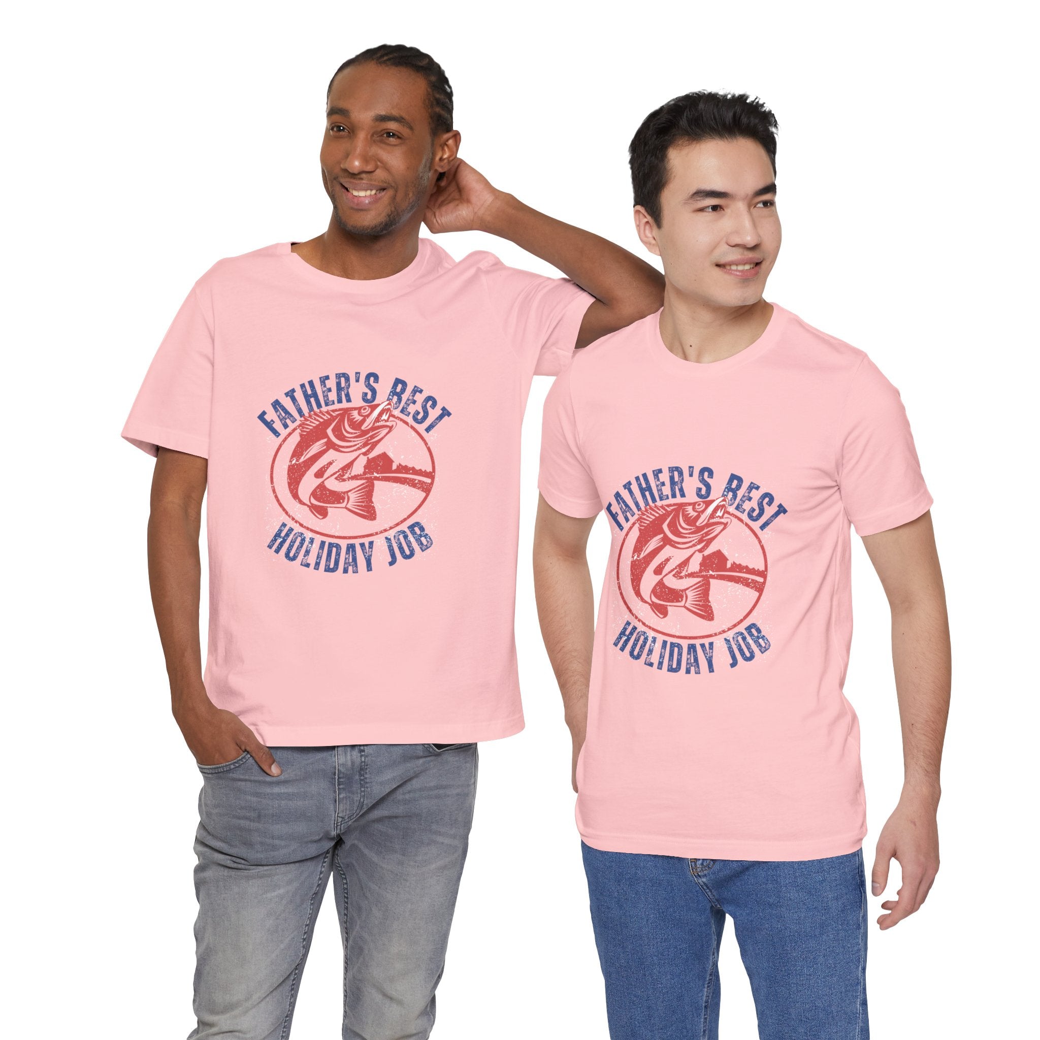 Father's Best Holiday Job T-Shirt — Vintage Fishing Dad Christmas Tee