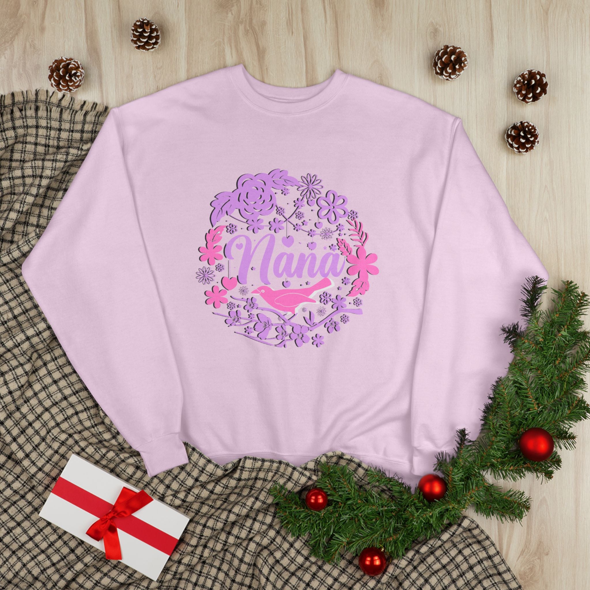 Nana Floral Crewneck Sweatshirt — Pink /Purple Grandma Gift