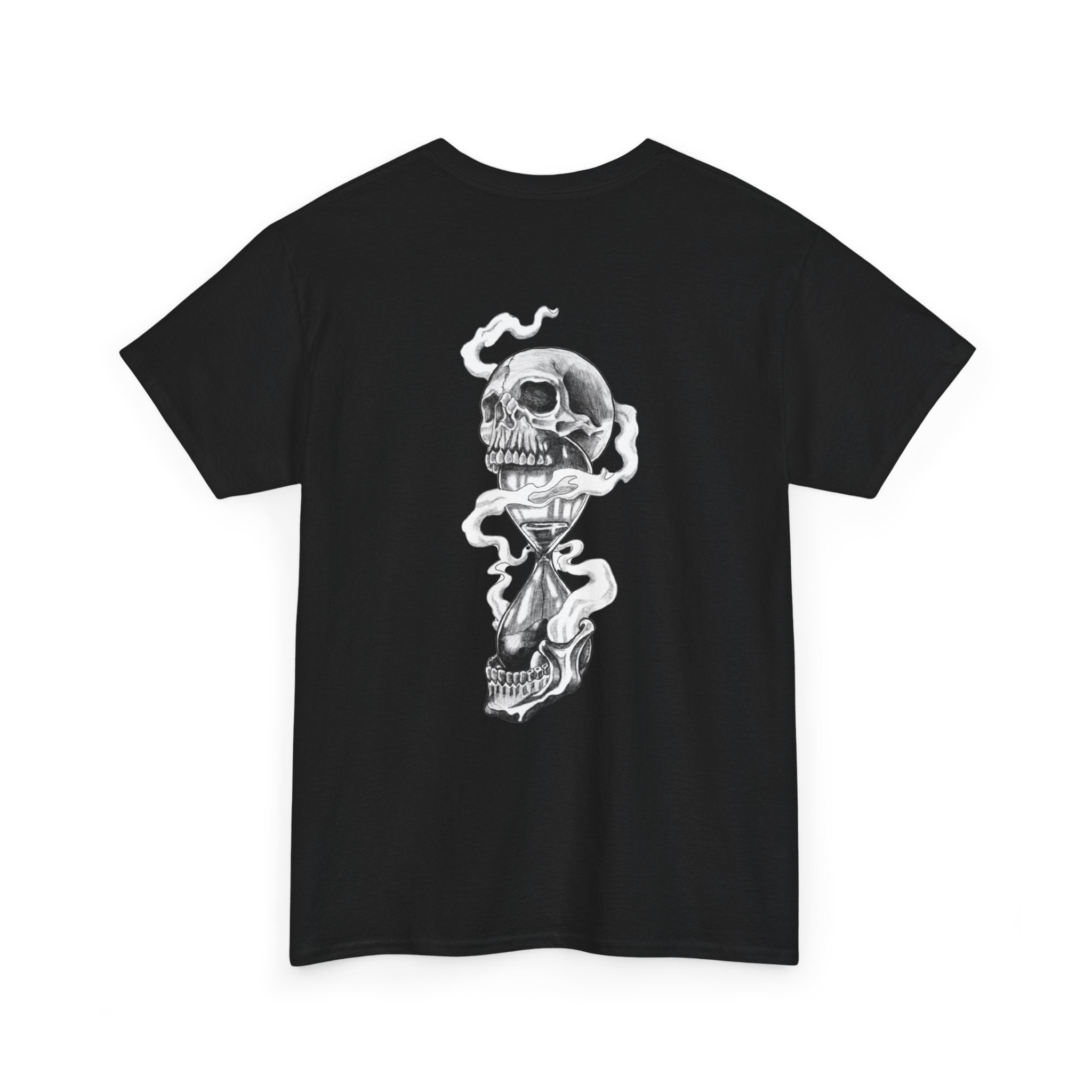 Skull Hourglass Tee — Gothic Skull Backprint Graphic T-Shirt