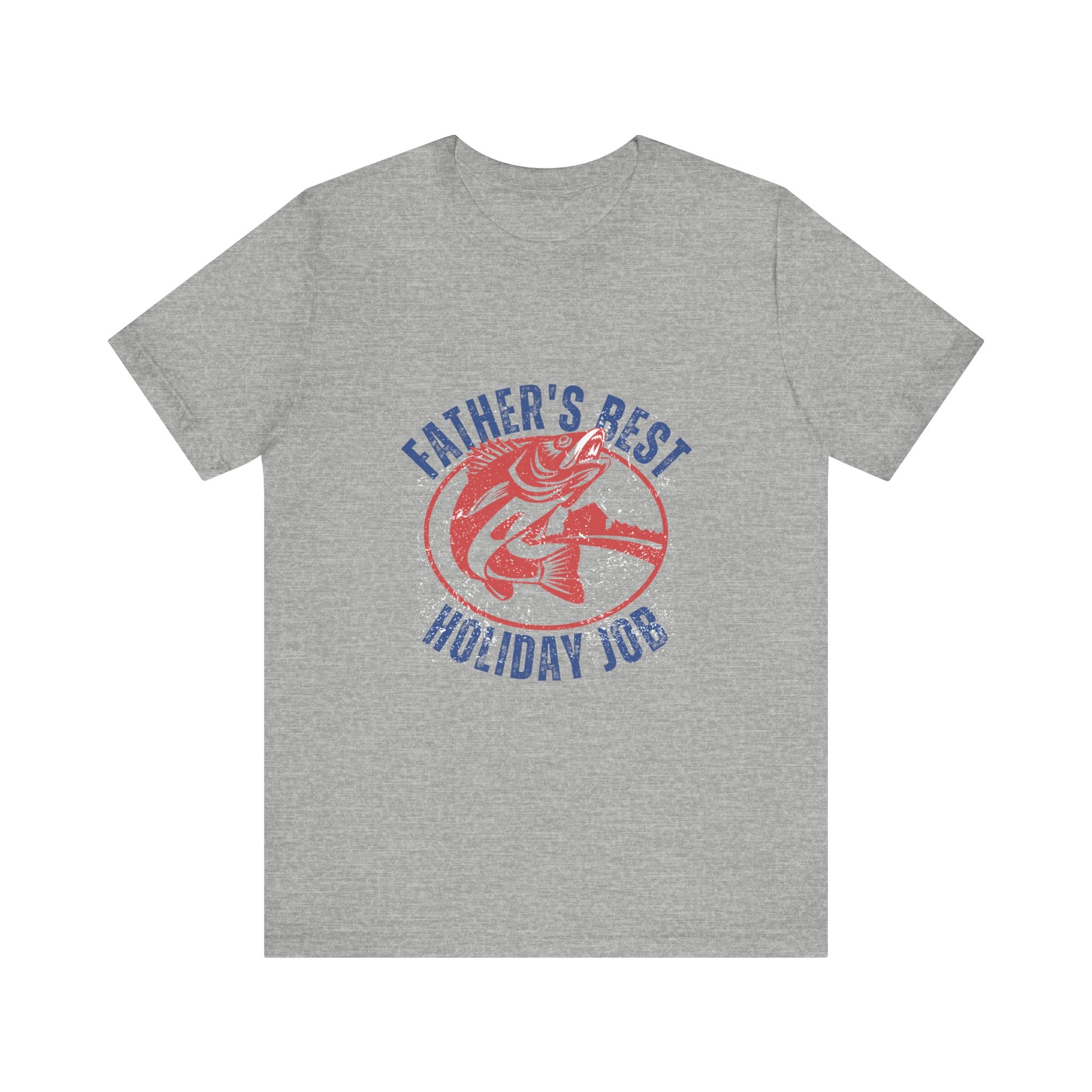 Father's Best Holiday Job T-Shirt — Vintage Fishing Dad Christmas Tee