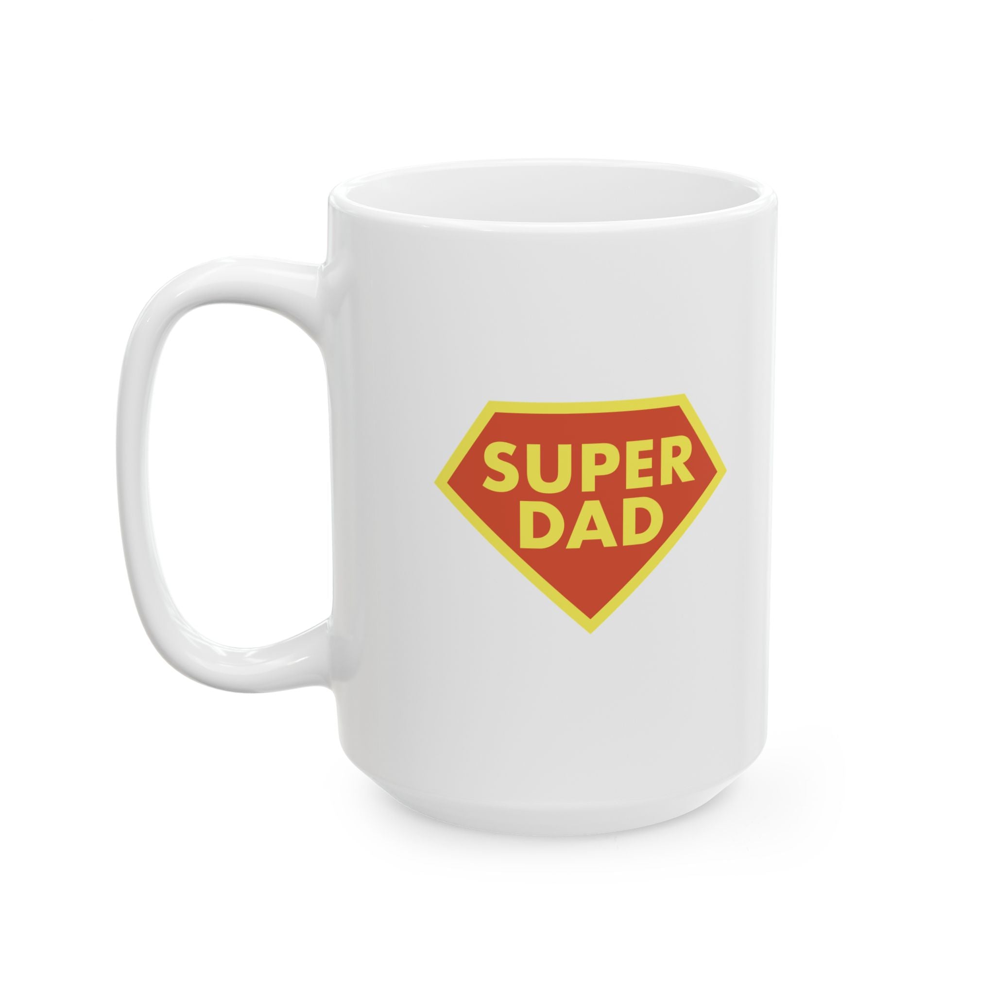 Ceramic Mug — "Super Dad" Coffee Cup with Heart Accents (11oz, 15oz)