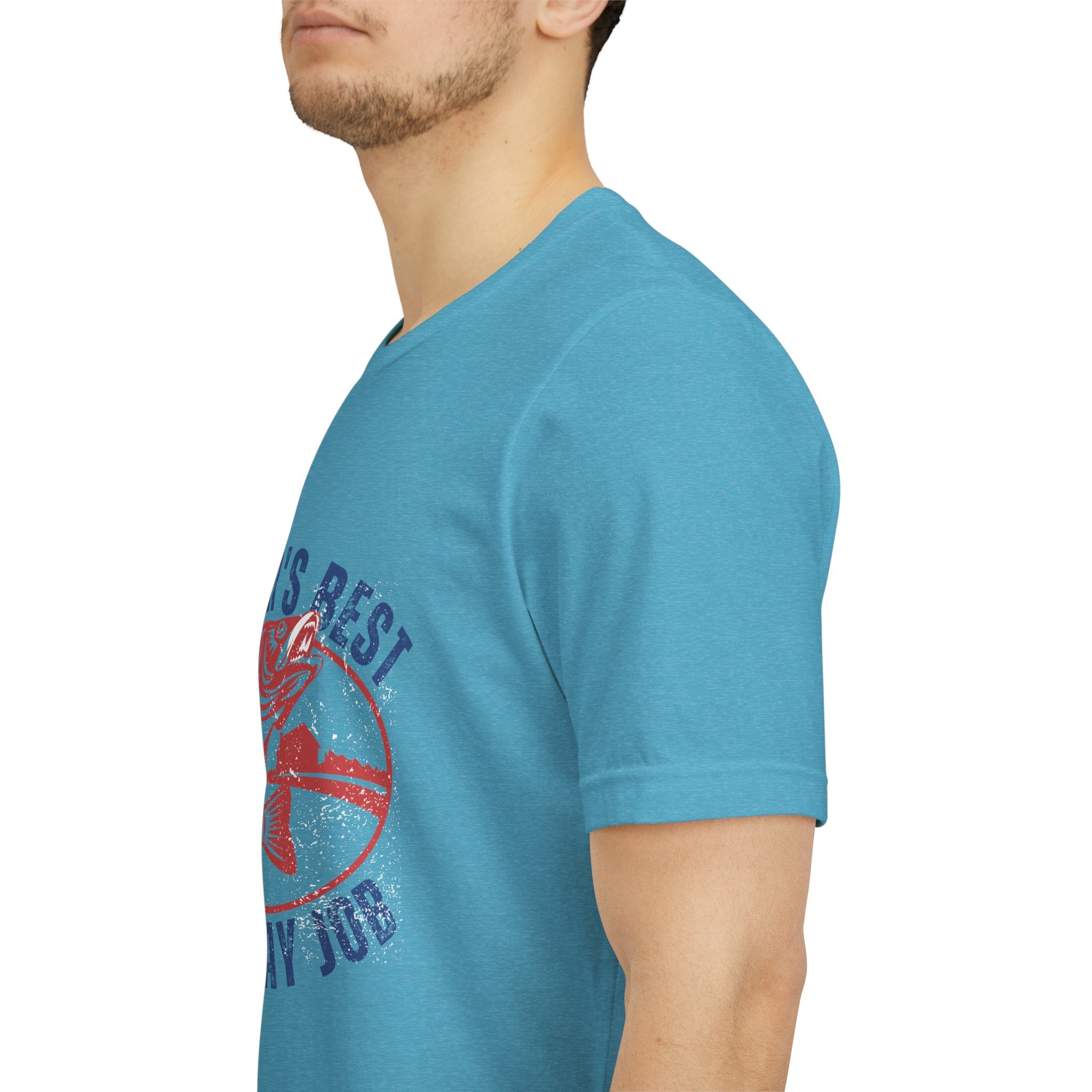 Father's Best Holiday Job T-Shirt — Vintage Fishing Dad Christmas Tee