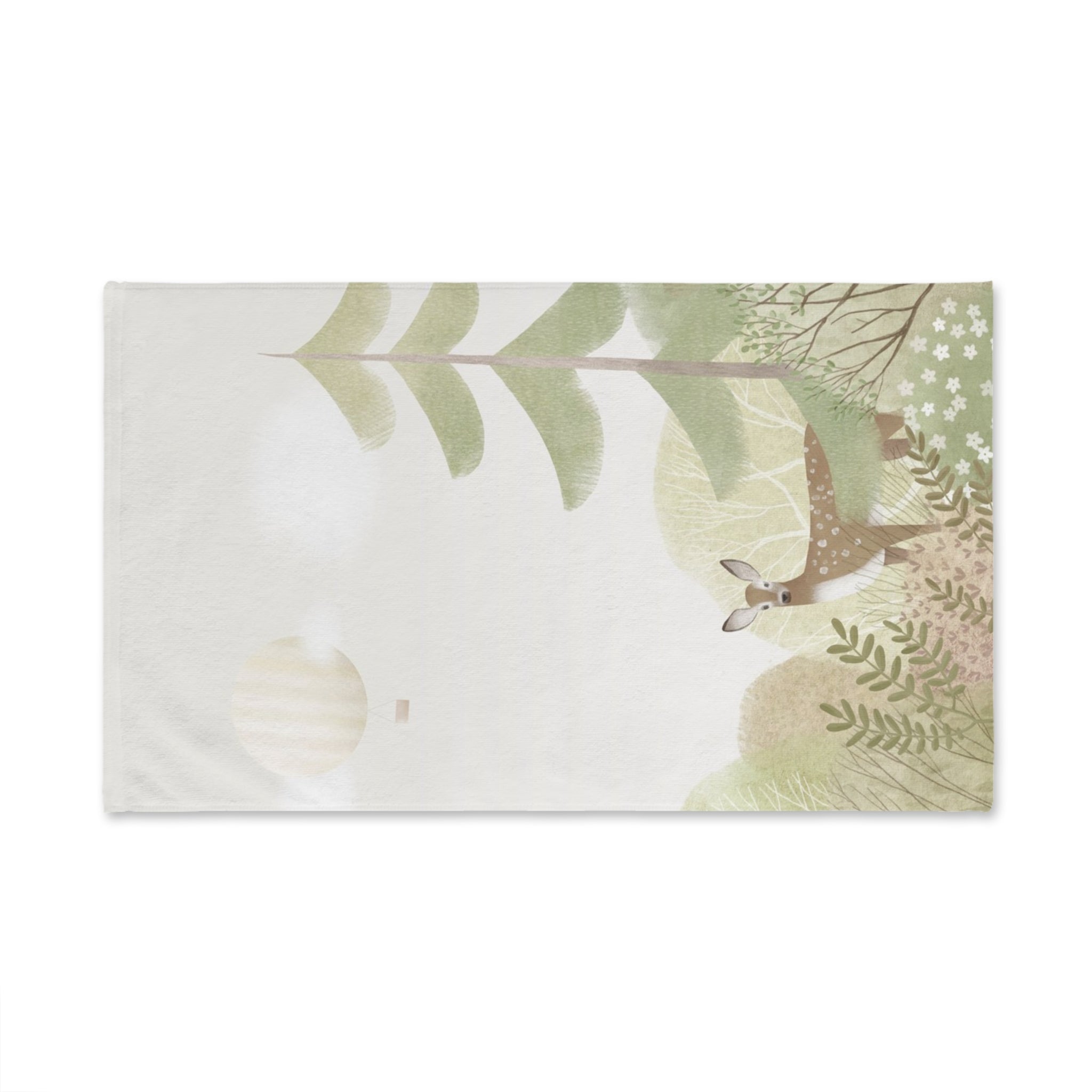 Woodland Fawn Hand Towel — Soft Botanical Deer Design