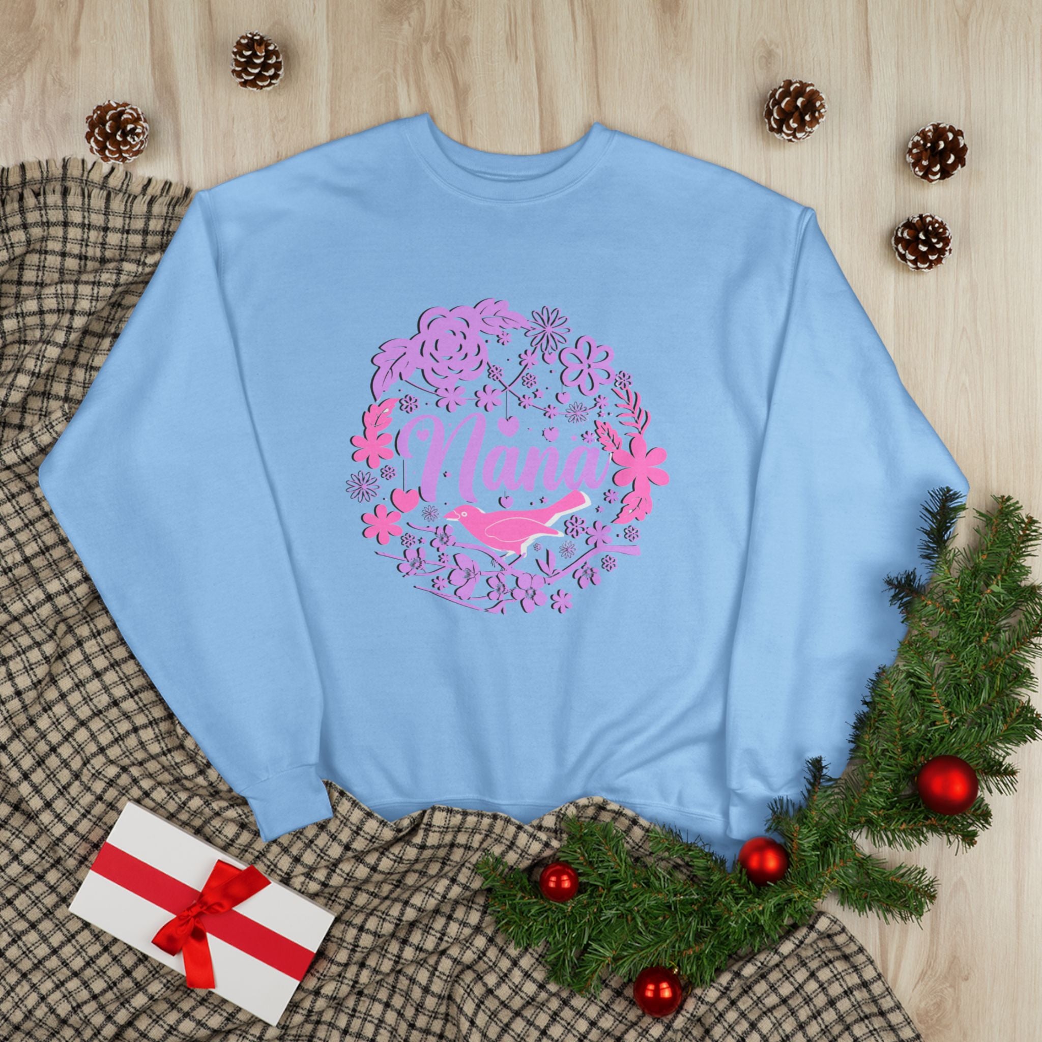 Nana Floral Crewneck Sweatshirt — Pink /Purple Grandma Gift