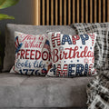 Square Pillow — "Happy Birthday America" Patriotic 4th of July Throw Pillow Cover