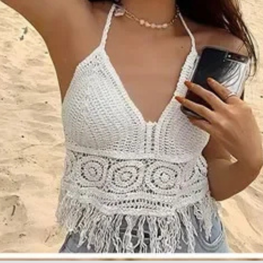 Coastal Breeze Crochet Halter Top