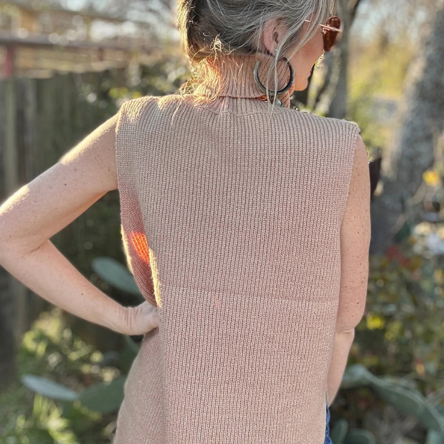 The Chalet Sleeveless High Neck Knit Wool Sweater for Women