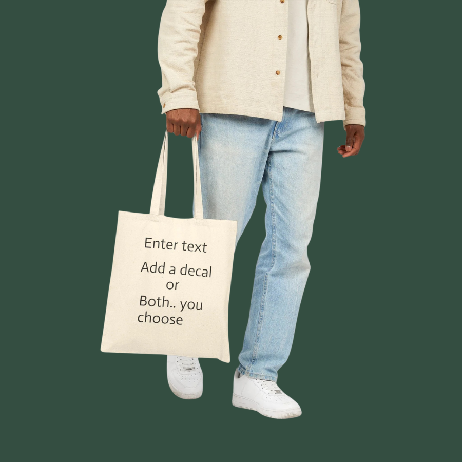 Canvas Tote Bag — Customizable Natural Cotton Tote (Add Text or Decal)