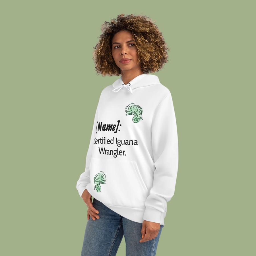 Custom "Certified Iguana Wrangler" Hoodie — Personalized Reptile Lover Gift