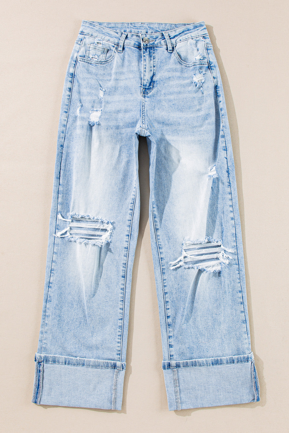 Vintage Distressed Straight-Leg Jeans