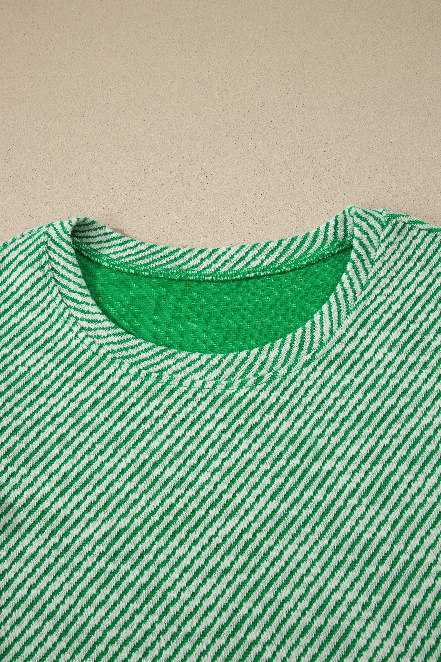 Briar Lace Ruffle Blouse — Textured Stripe Short Sleeve Top
