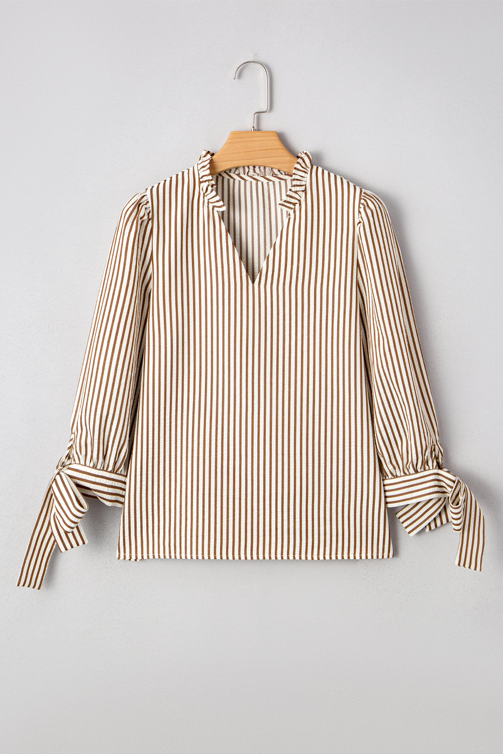 Blair Seersucker Blouse — Tie-Cuff Stripe Top