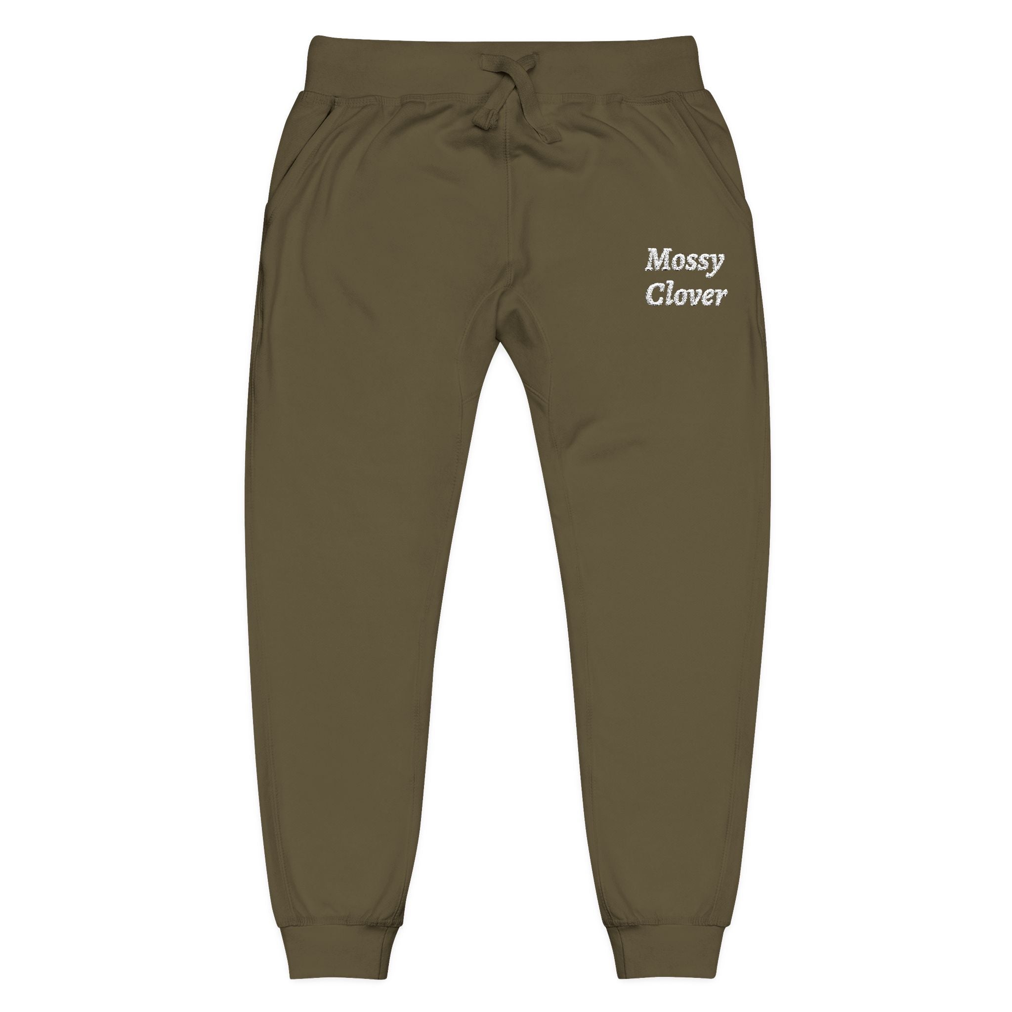 Embroidered 'Mossy Clover'  Fleece Sweatpants —Joggers