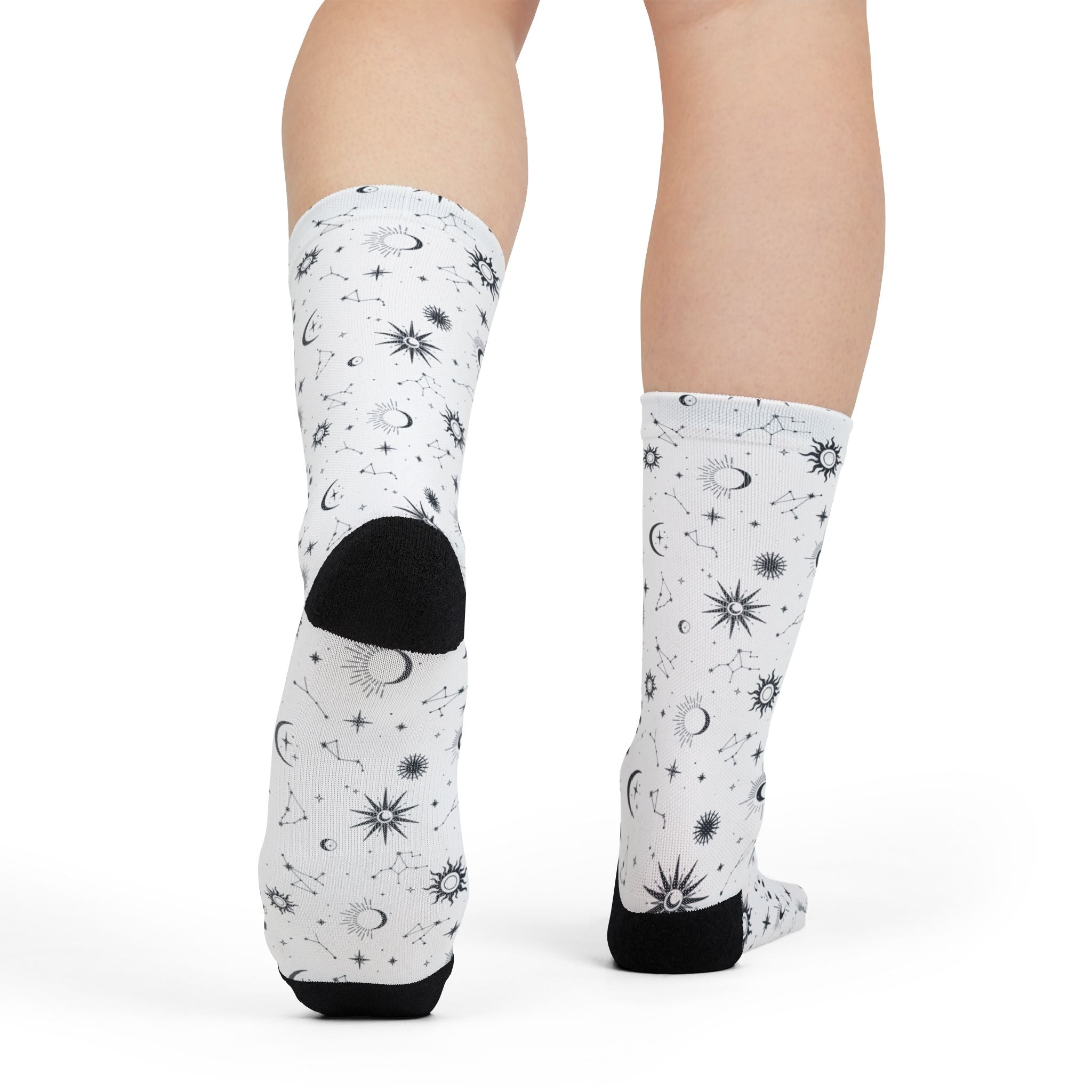 Celestial Moon & Stars Crew Socks —  Astrological Pattern