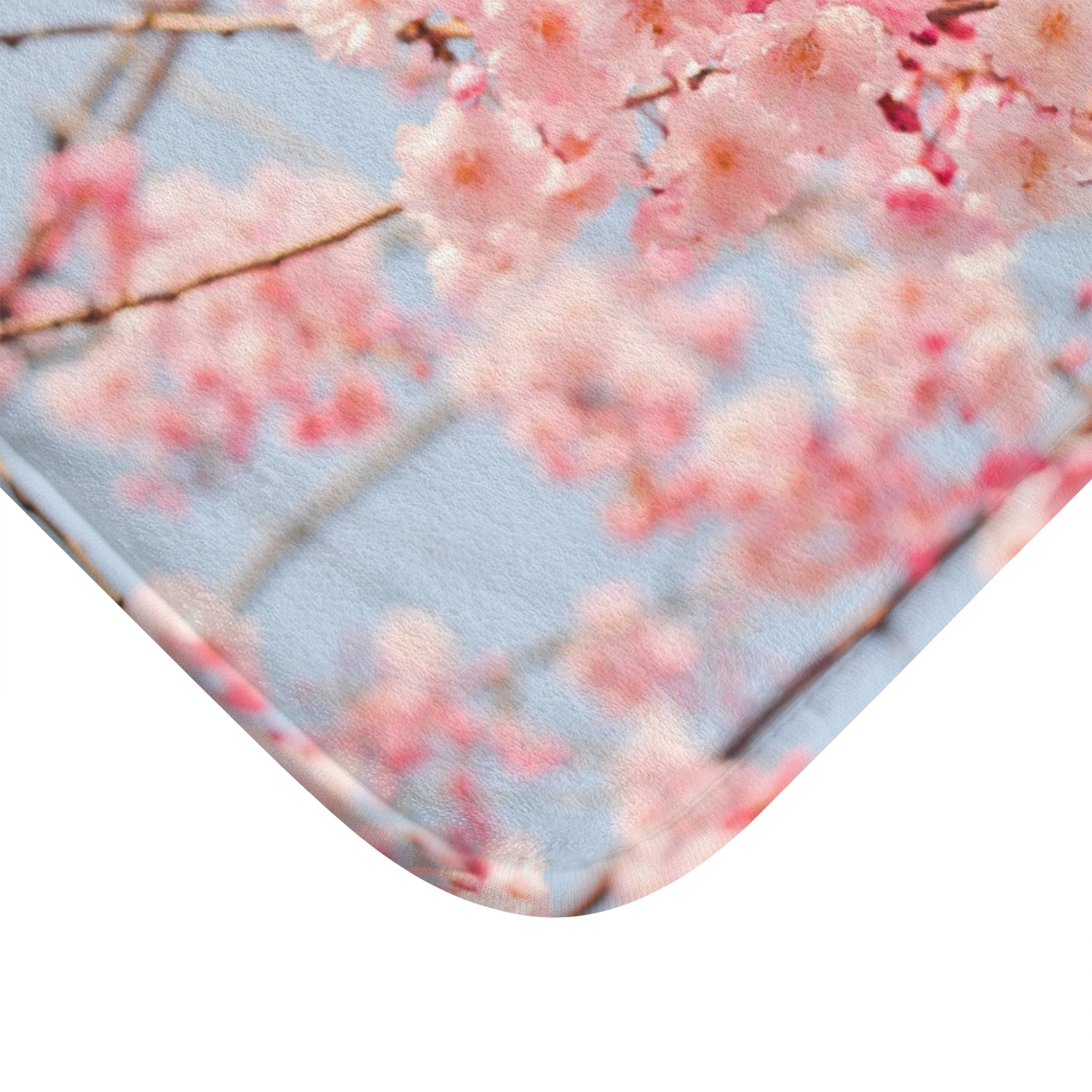 Cherry Blossom Bath Mat — Soft Pink Sakura Floral Bathroom Rug