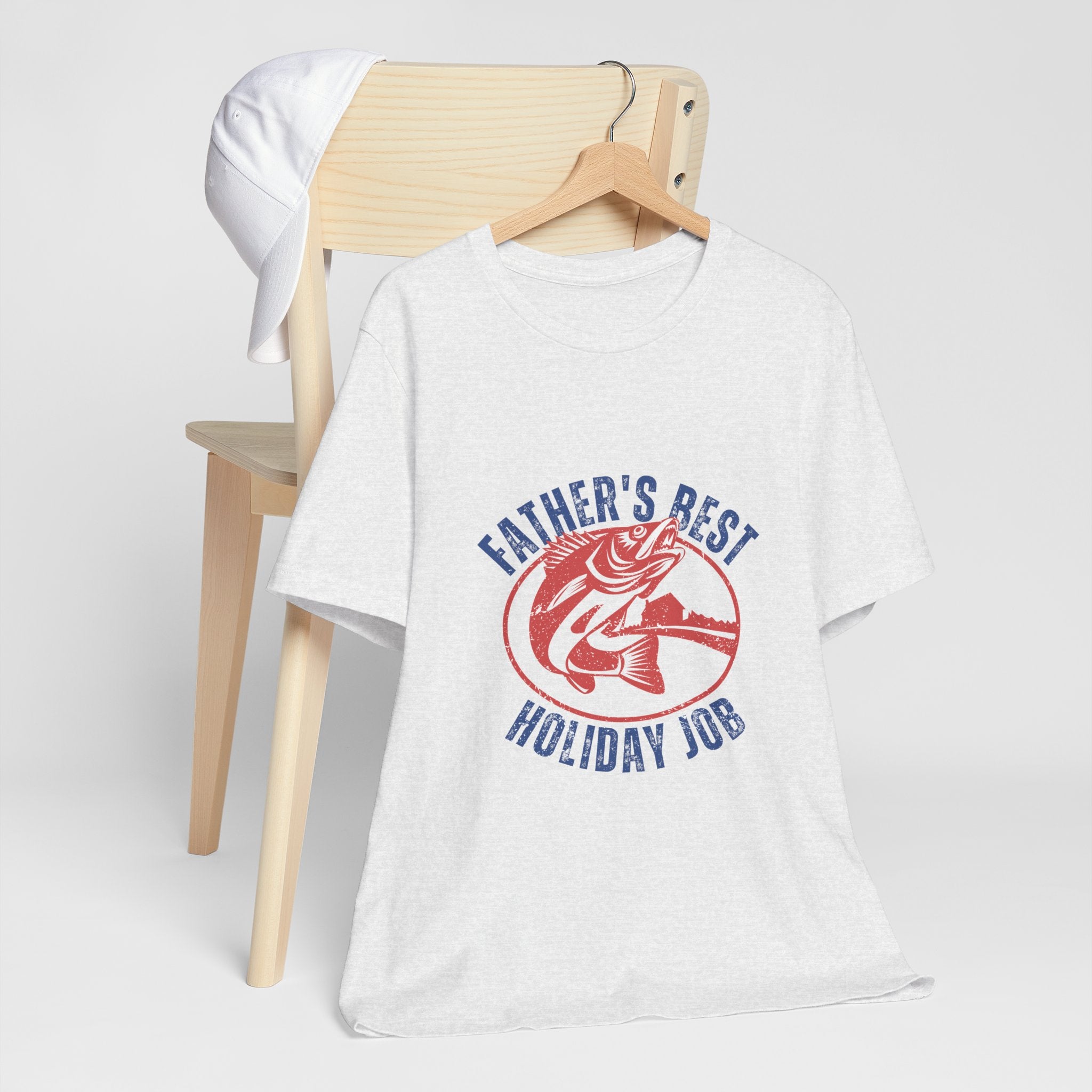 Father's Best Holiday Job T-Shirt — Vintage Fishing Dad Christmas Tee