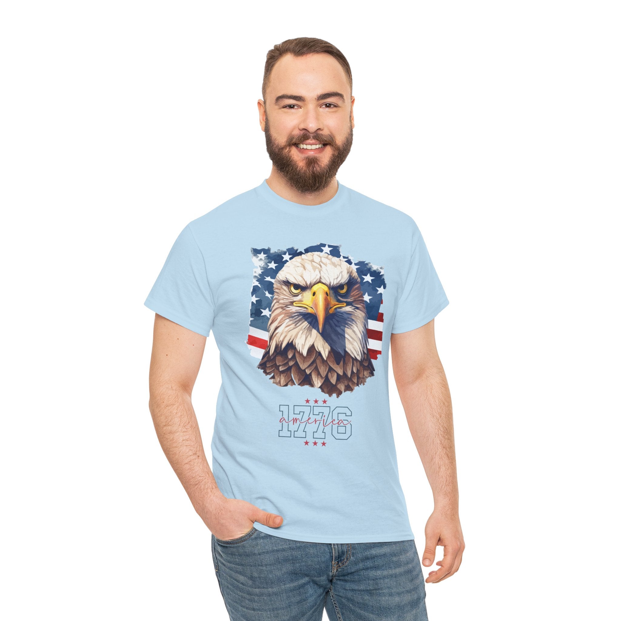 Patriotic Eagle T-Shirt - '1776' American Flag Graphic Tee