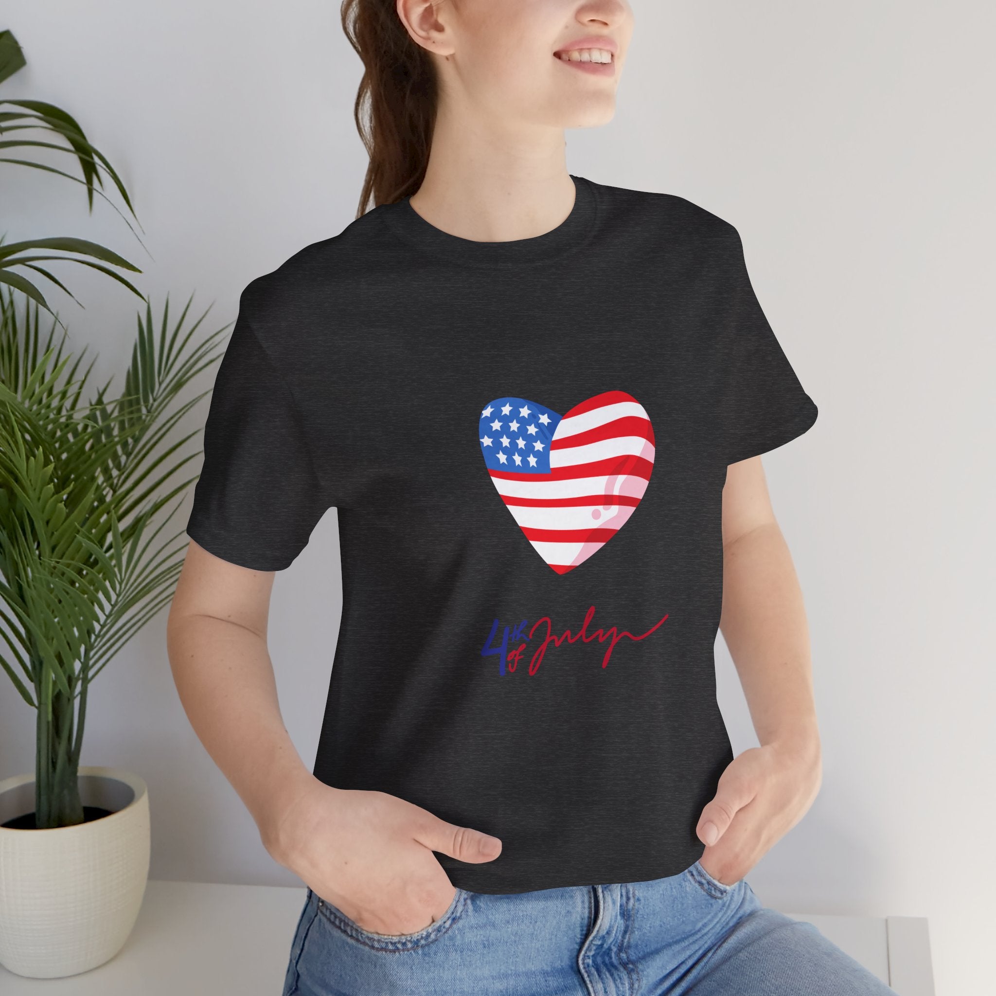 4th of July Heart Flag Tee — American Flag Heart Graphic T-Shirt