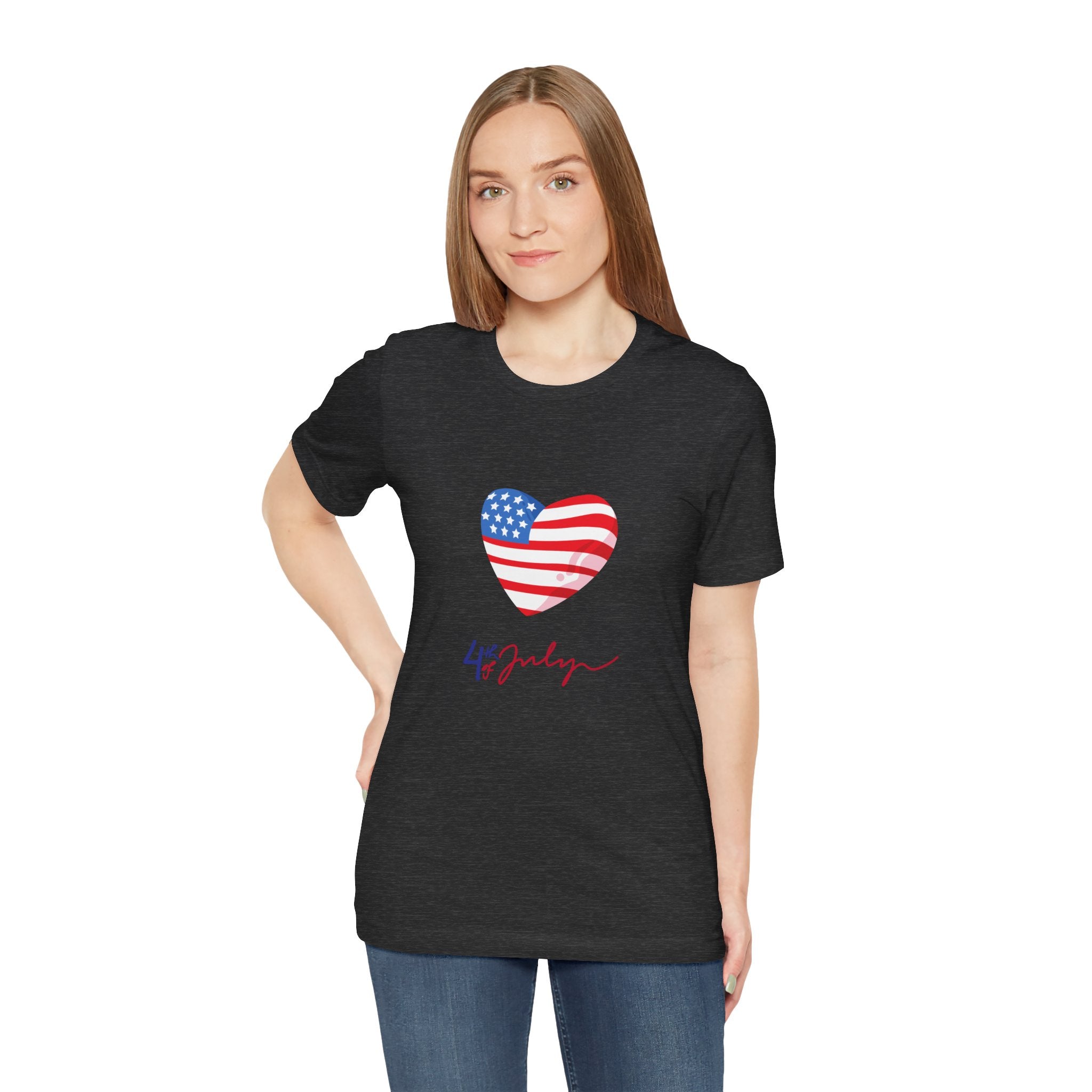 4th of July Heart Flag Tee — American Flag Heart Graphic T-Shirt