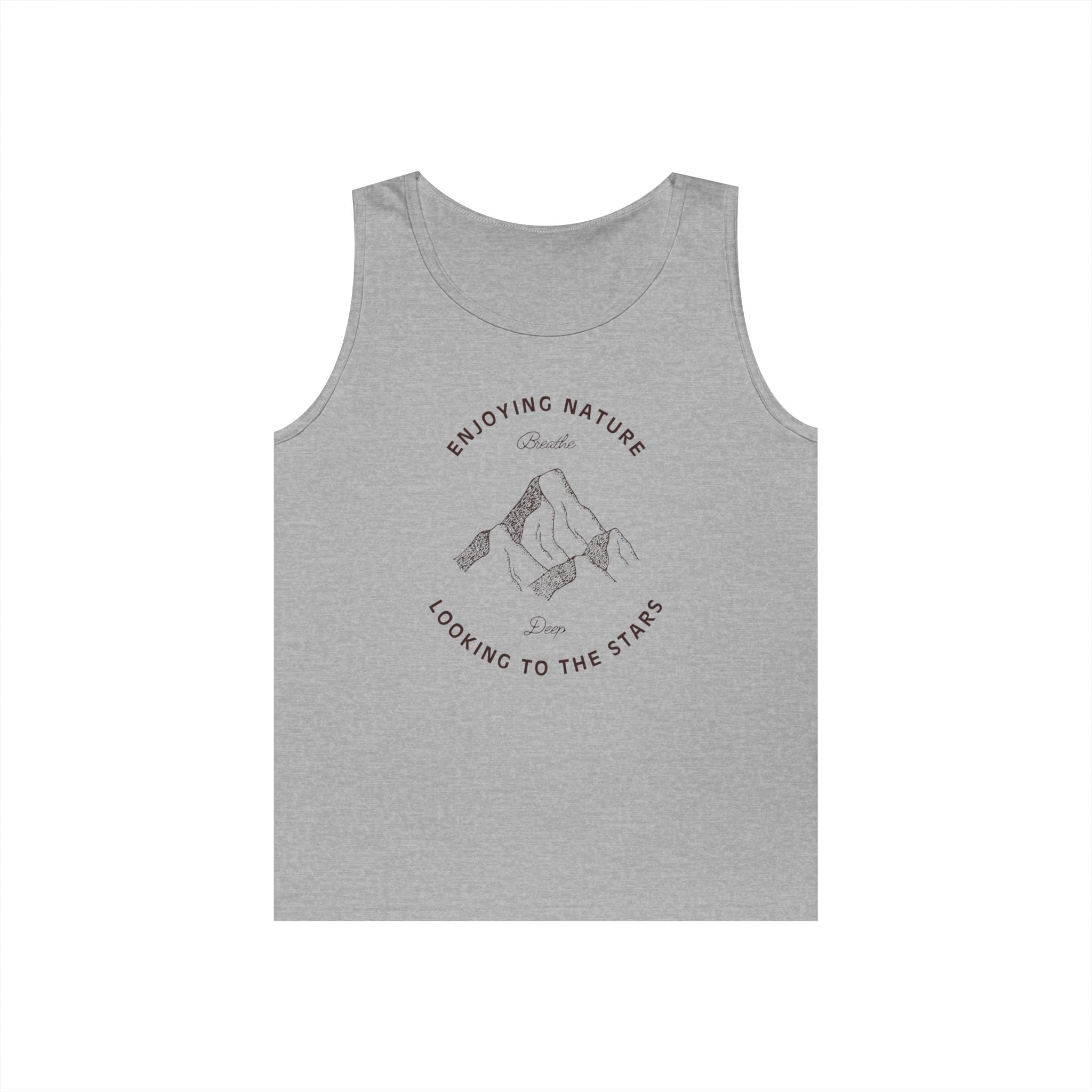 Nature Mountain Tank Top — "Enjoying Nature, Looking to the Stars" Minimalist Outdoor Tee