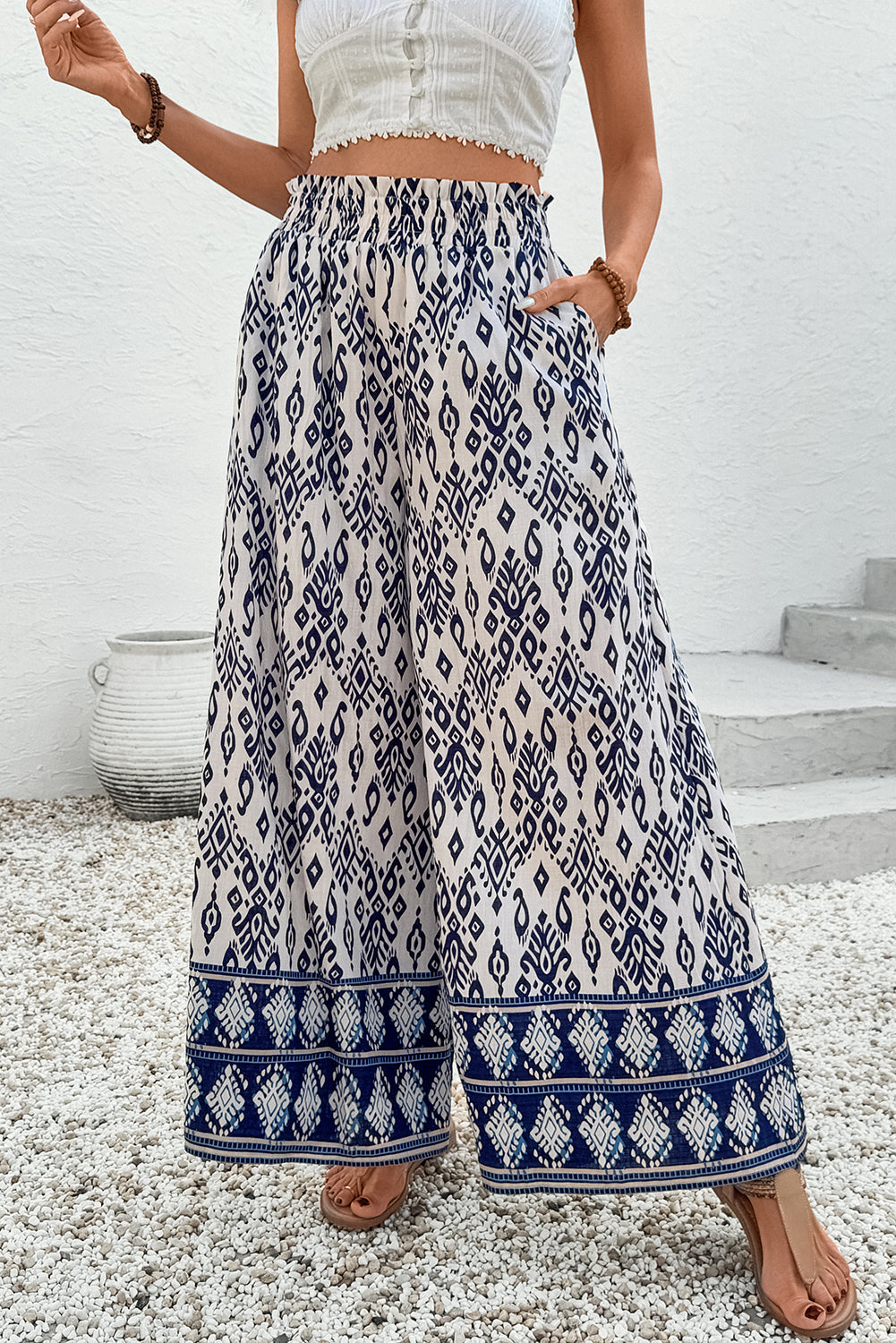 Giovanna Boho Wide-Leg Trousers — High-Waist Flow Pant