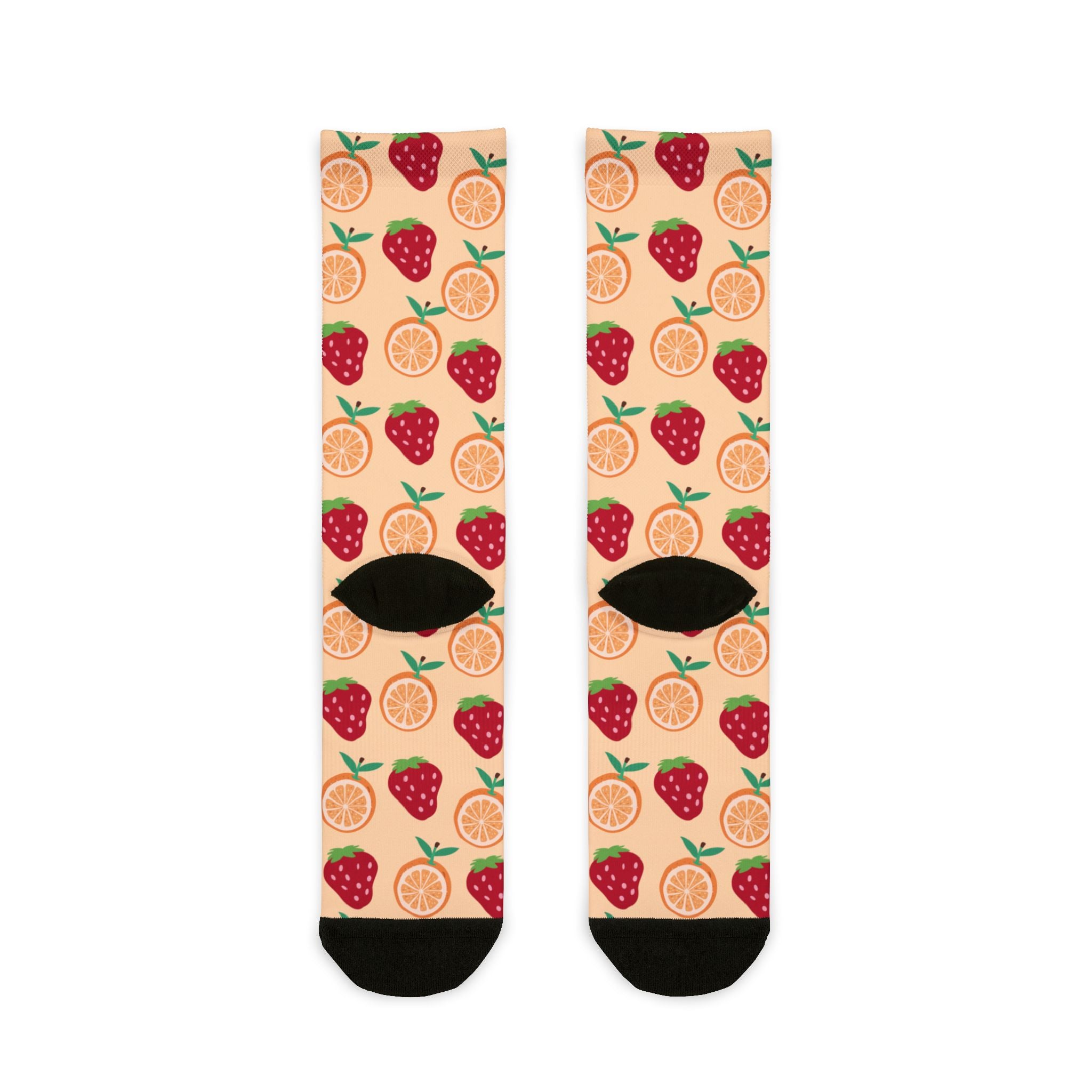 Fruit Pattern Crew Socks — Strawberry & Orange Socks