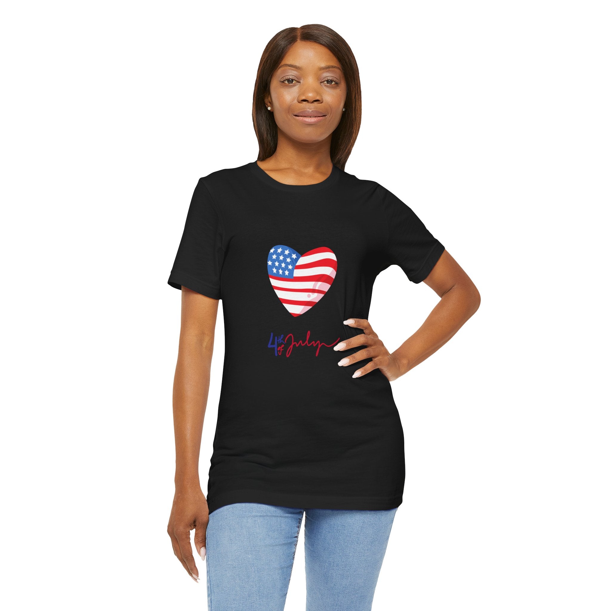 4th of July Heart Flag Tee — American Flag Heart Graphic T-Shirt