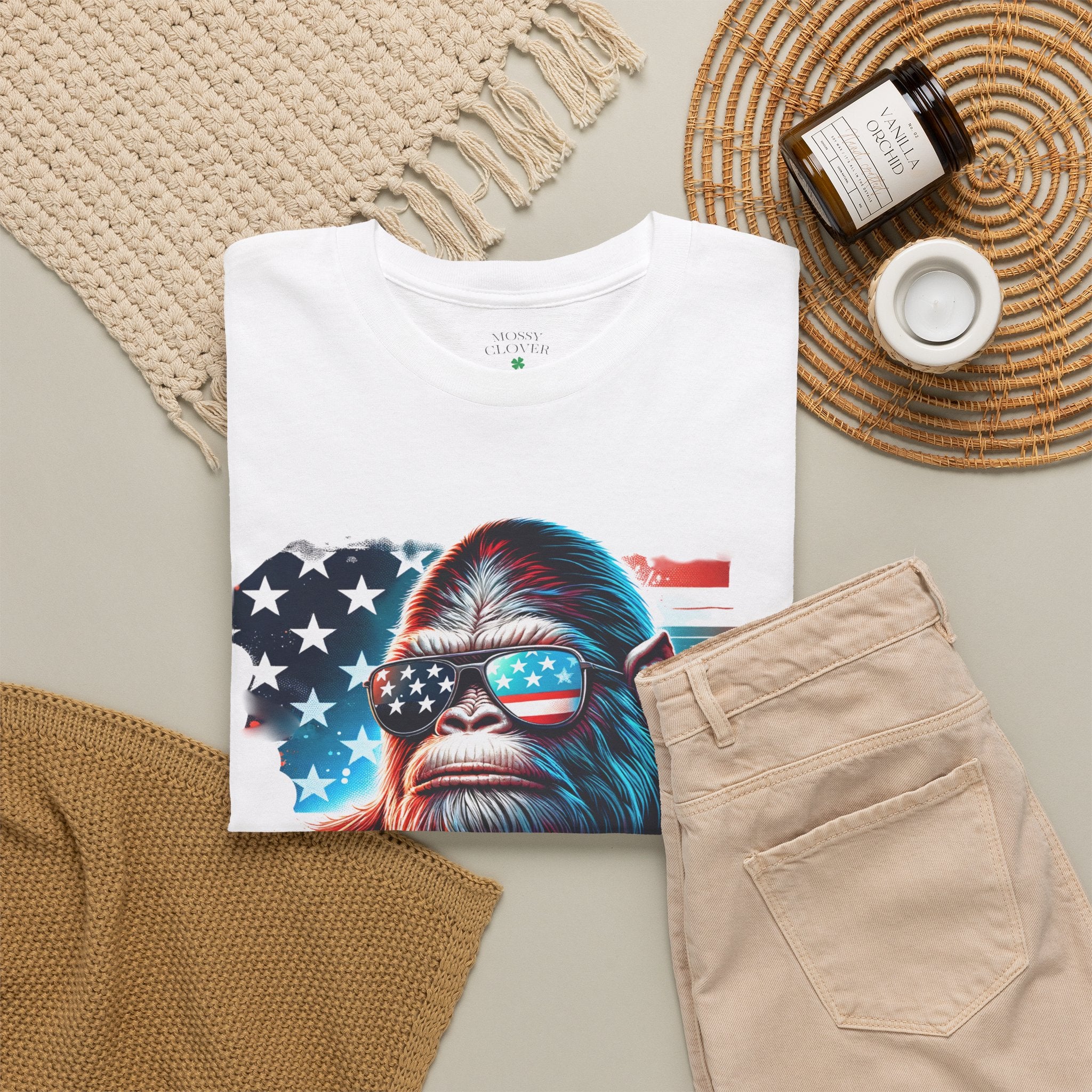Patriotic Ape Tee — "American Dude" Graphic T-Shirt