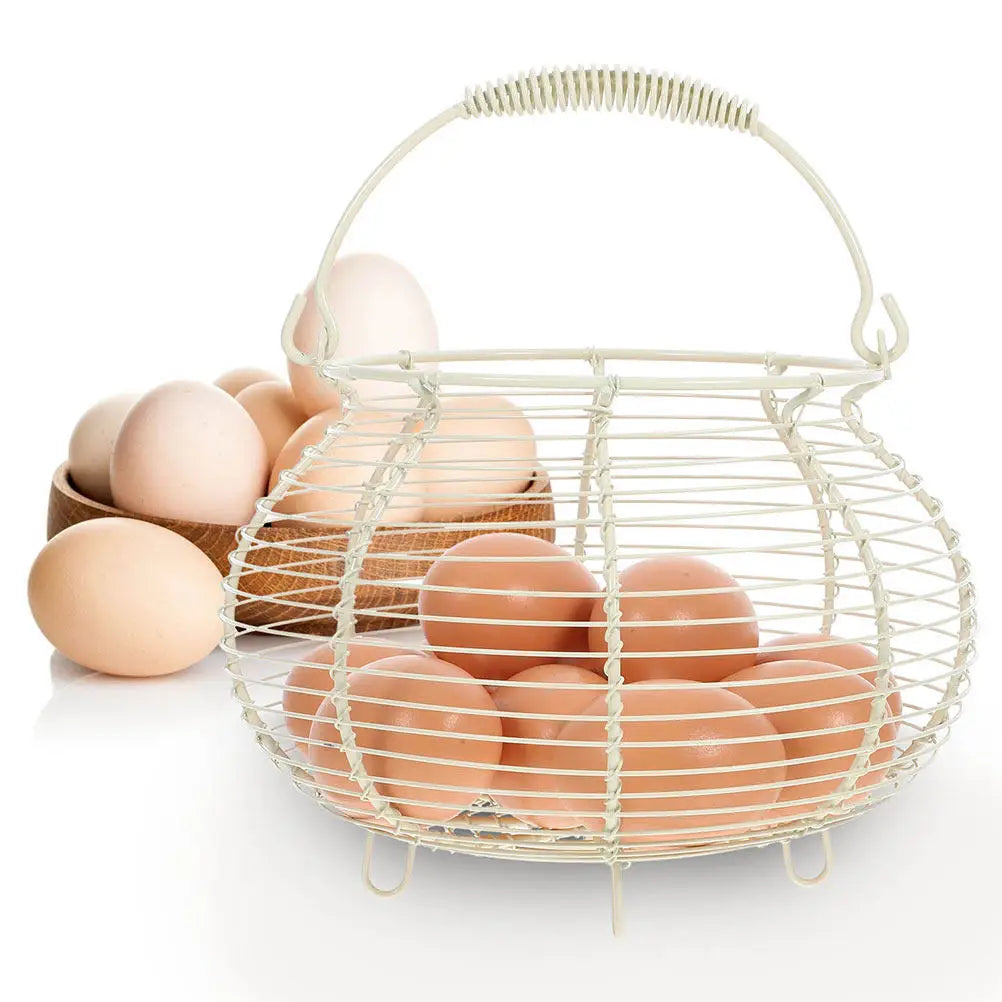 White/ Black Vintage Wire Egg Basket