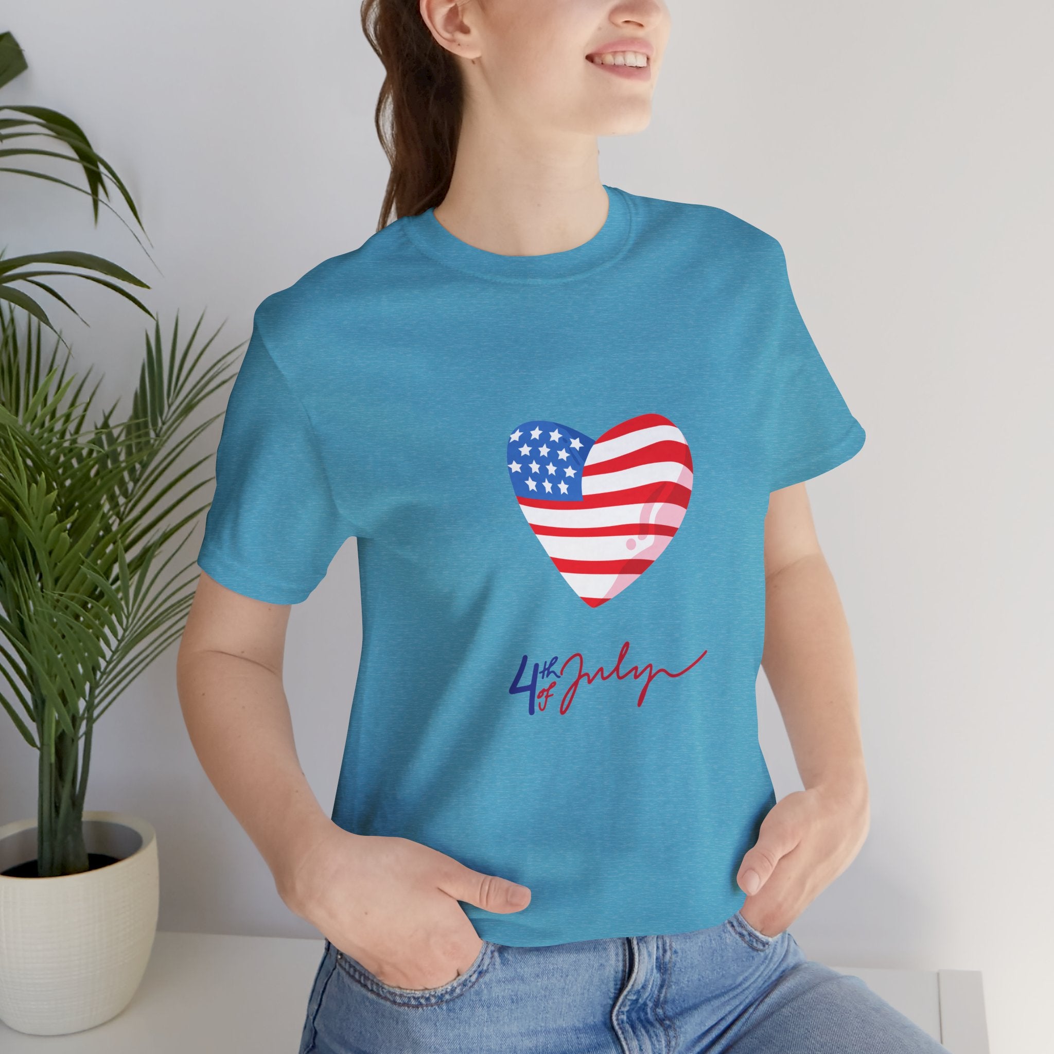 4th of July Heart Flag Tee — American Flag Heart Graphic T-Shirt