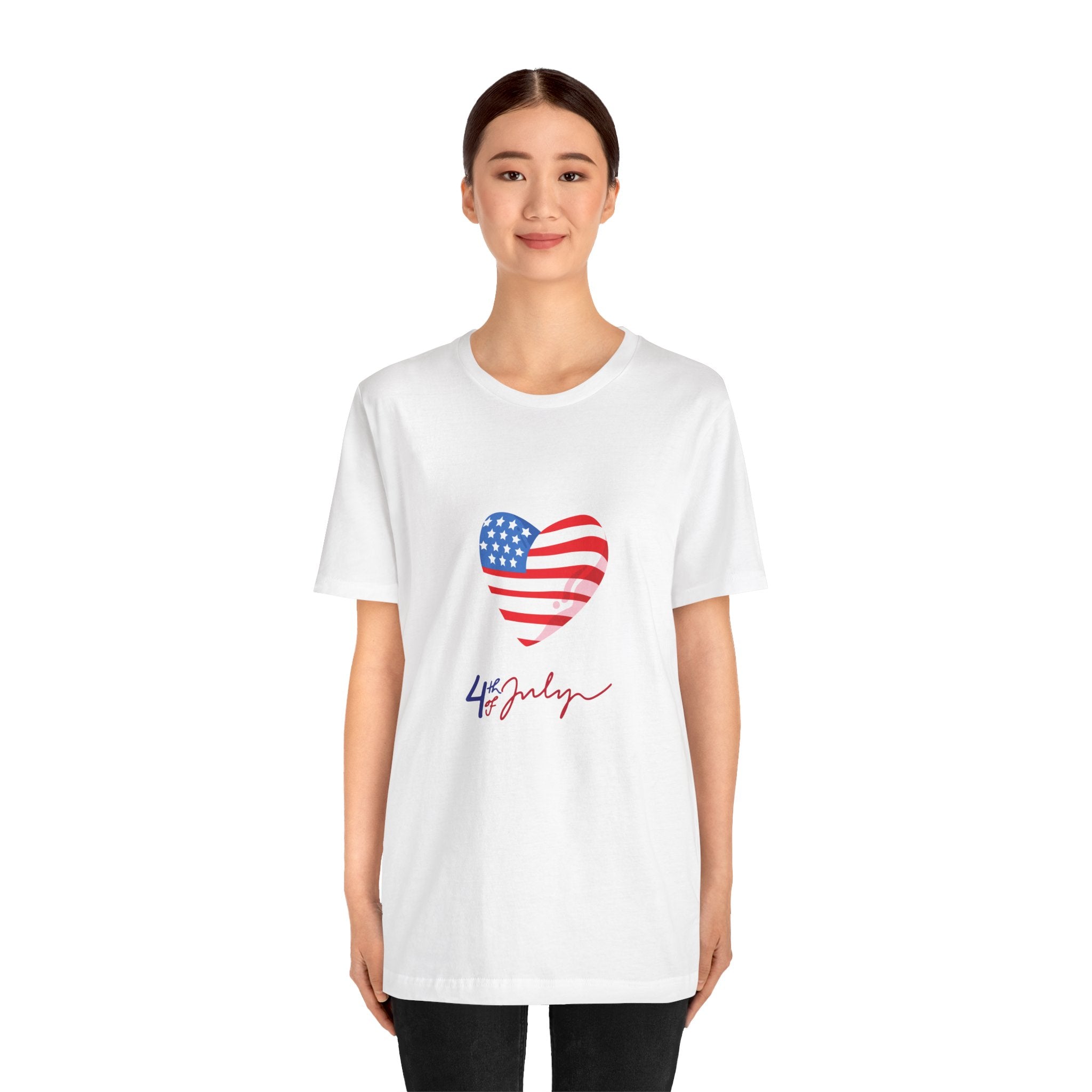 4th of July Heart Flag Tee — American Flag Heart Graphic T-Shirt