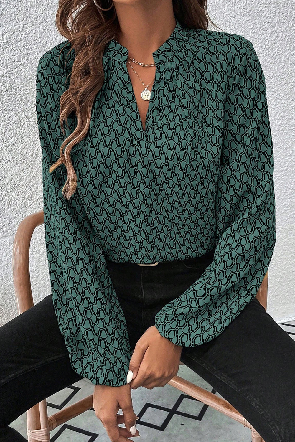The Mosaic Puff Sleeve Blouse for Women